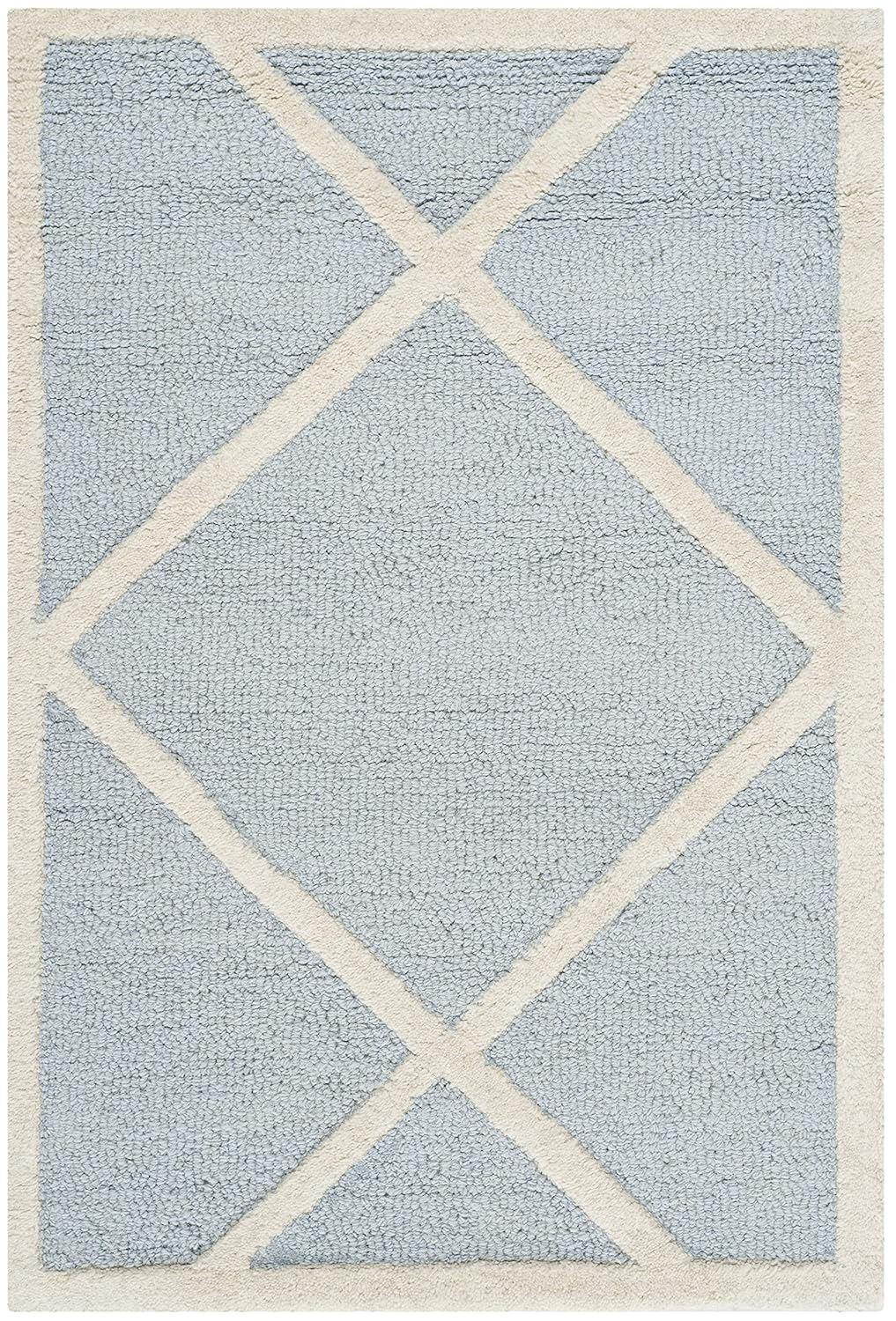 SAFAVIEH Cambridge Kennedy Geometric Diamonds Wool Area Rug, Light Blue/Ivory, 2' x 3'