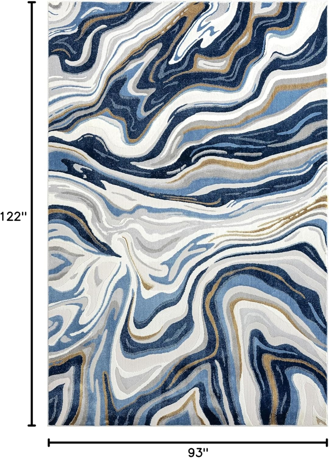 Abani Regal Collection Area Rug - Blue/Grey Abstract Wavy Design - 8' x 10' - Easy to Clean - Durable for Kids and Pets - Non-Shedding - Medium Pile - Soft Feel - for Living Room, Bedroom & Office