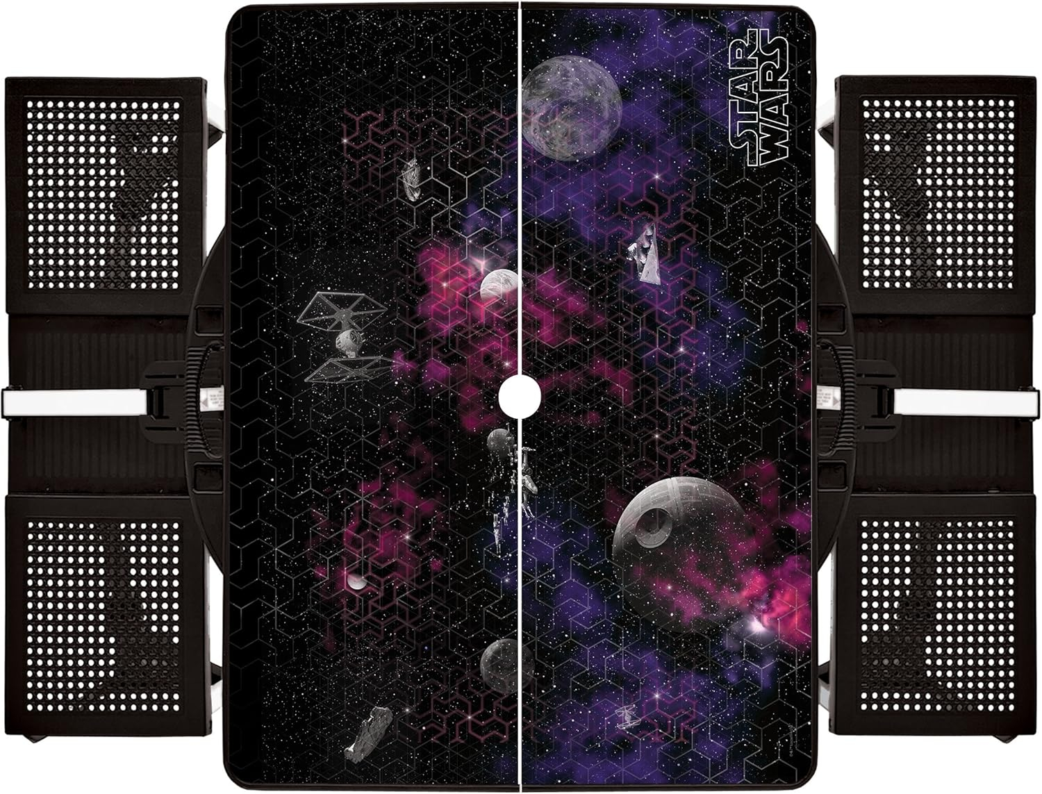 Death Star Black Picnic Table Sport Portable Folding Table with Seats