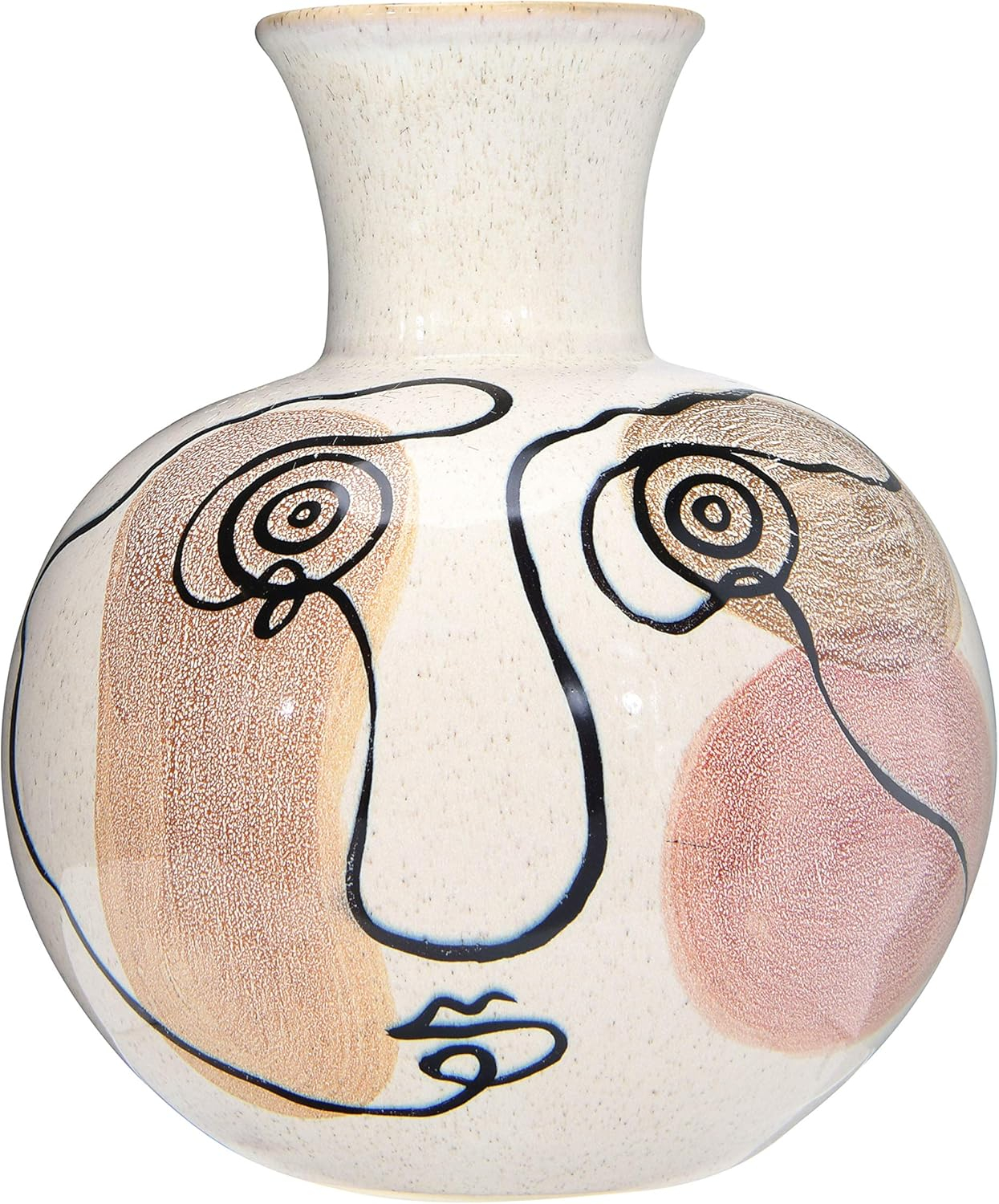 Bloomingville Multi Color Hand-Painted w/ Face Stoneware Vase