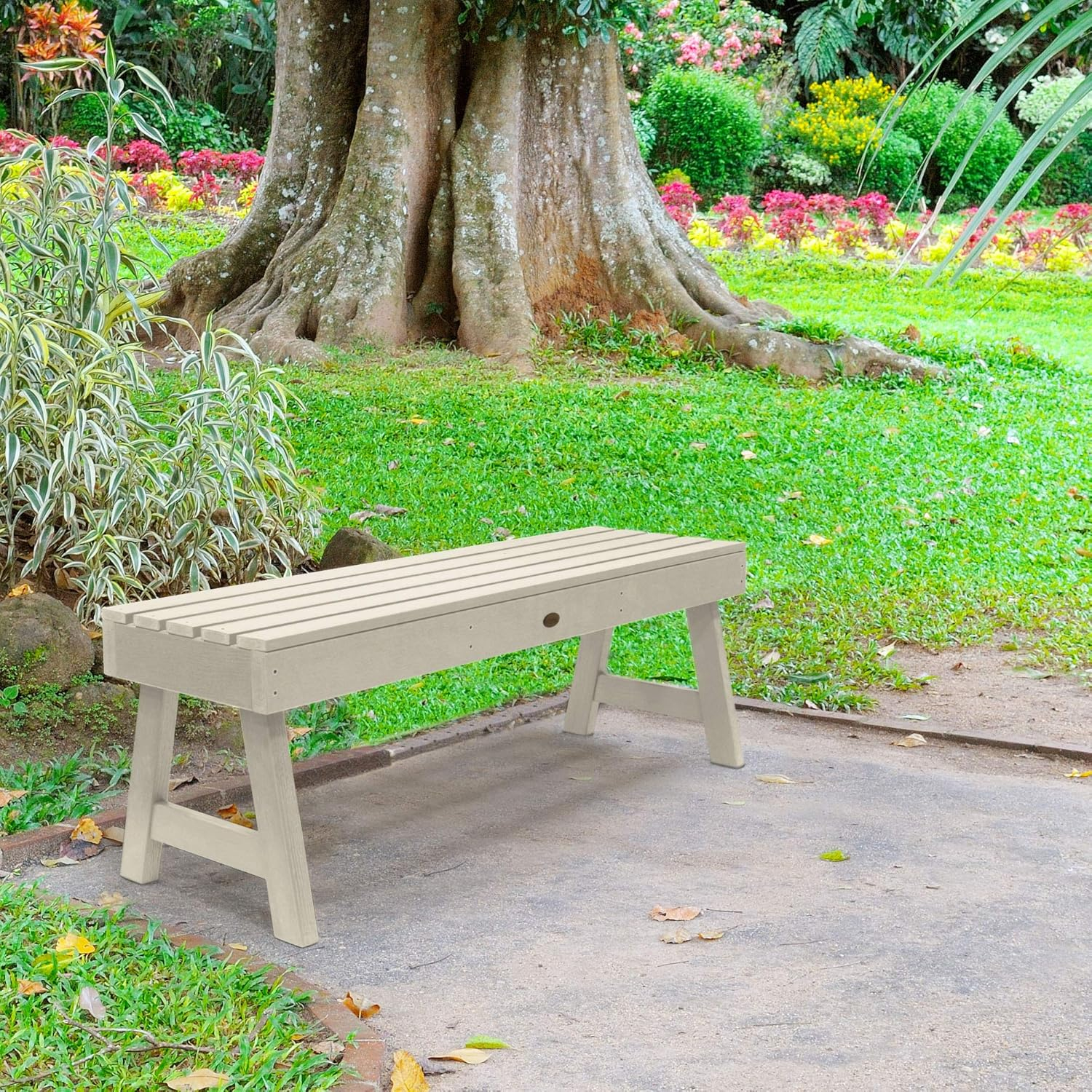 Weatherly 4 ft. 2-Person Whitewash Recycled Plastic Outdoor Picnic Bench