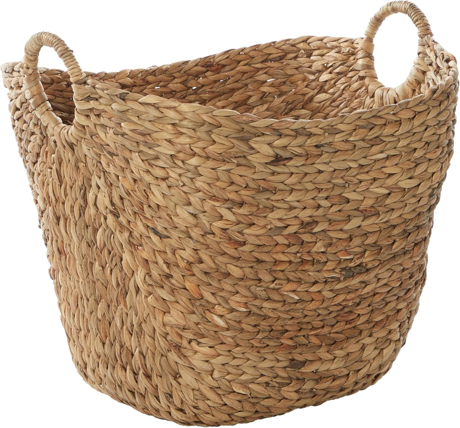 Deco 79 Seagrass Handmade Decorative and Functional Storage Basket Large Woven Basket Organizer with Ring Handles, Basket for Storage 20" x 18" x 19", Brown