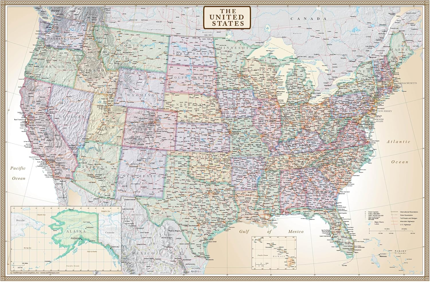 48x70 United States Executive Wall Map - Laminated