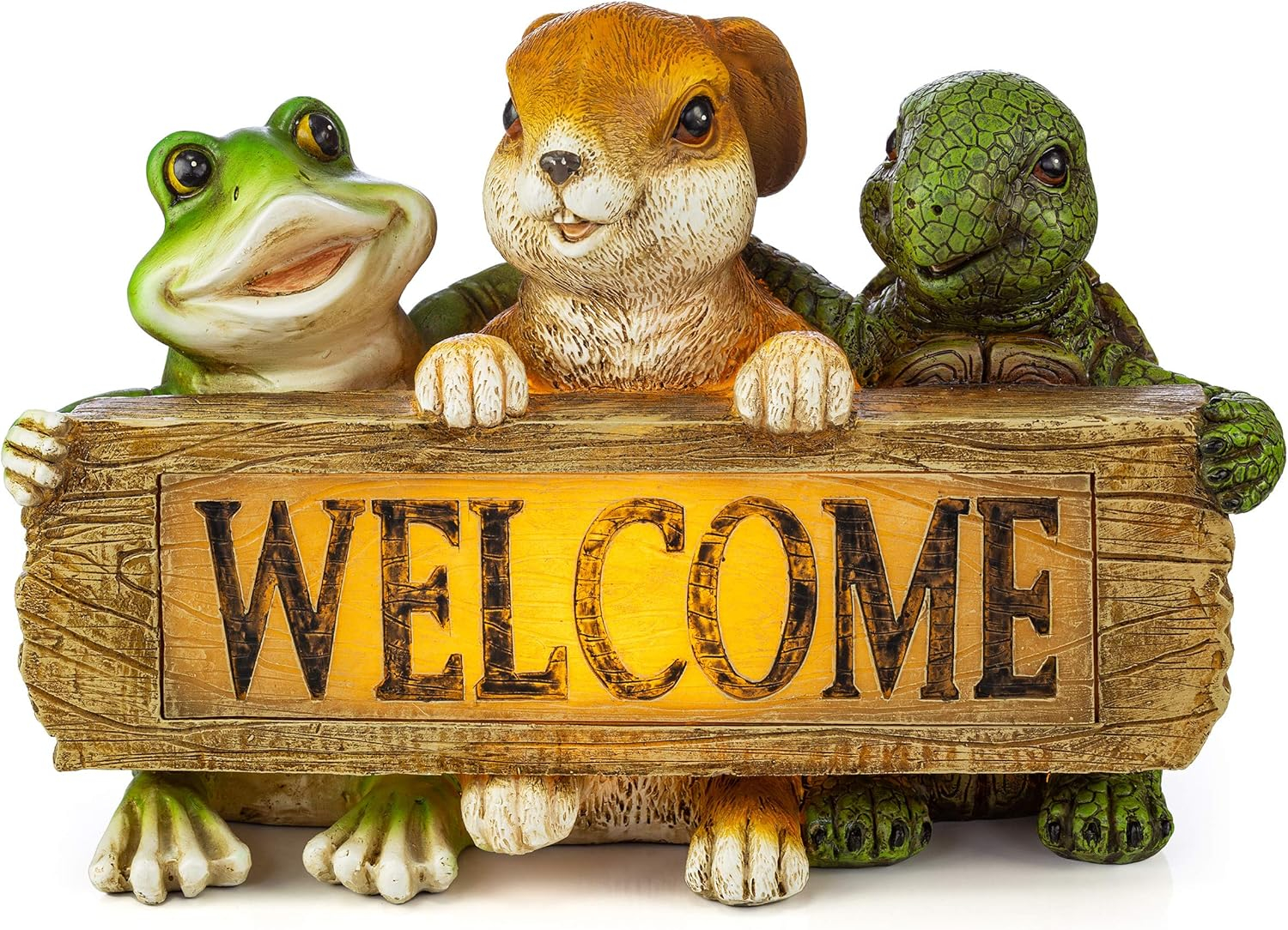Dawhud Direct | Vp Home Backyard Friends Welcome Sign Frog Rabbit Turtle Solar