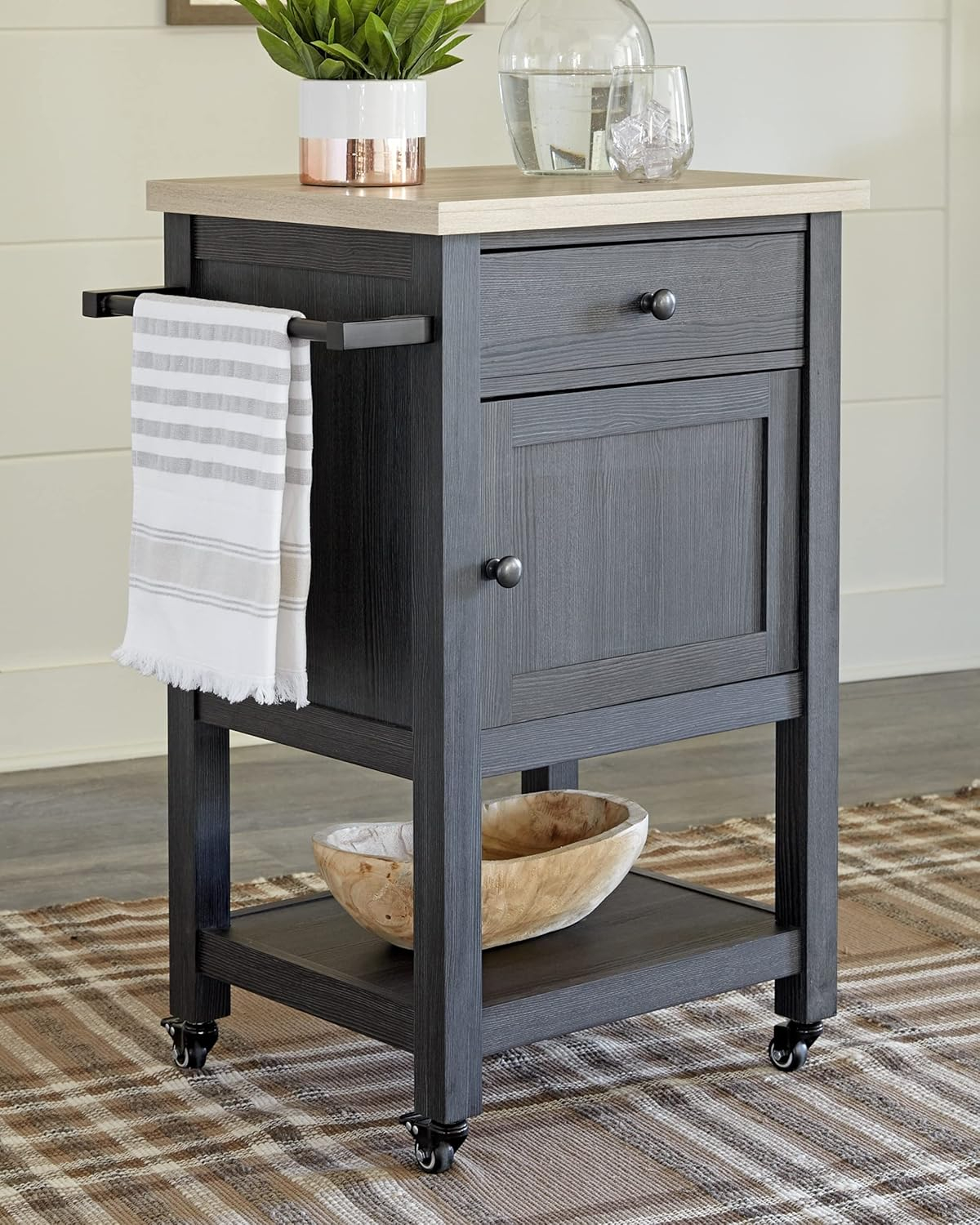 Signature Design by Ashley Casual Boderidge Bar Cart, Antique White
