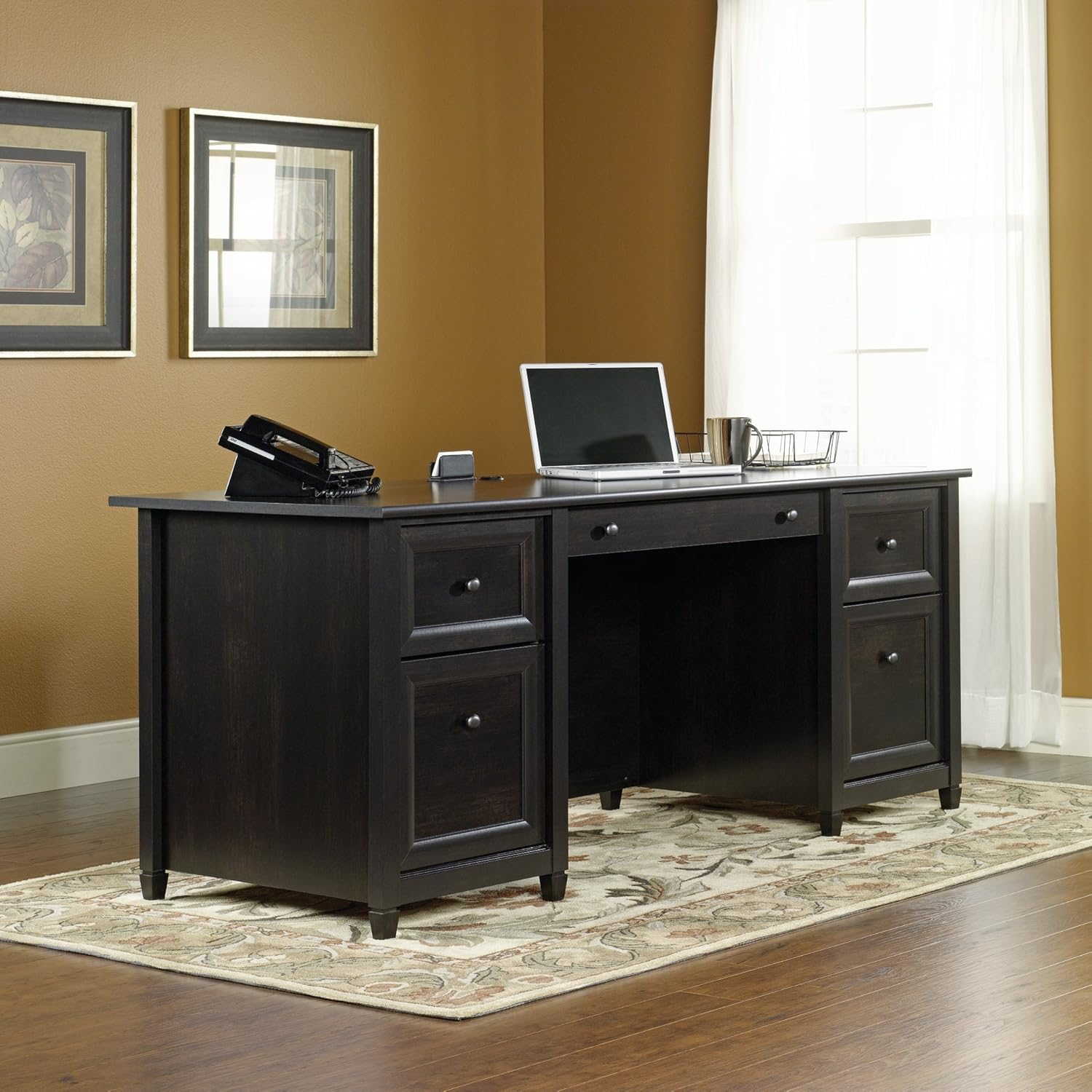 Sauder Edge Water Executive Desk, Estate Black Finish