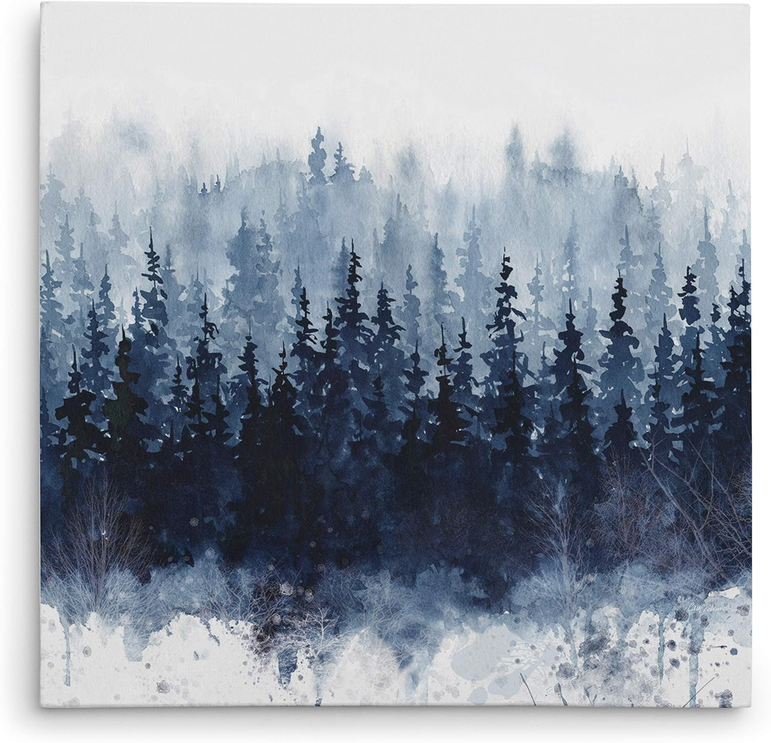 Indigo Forest Landscape Canvas Wall Art, 24x24