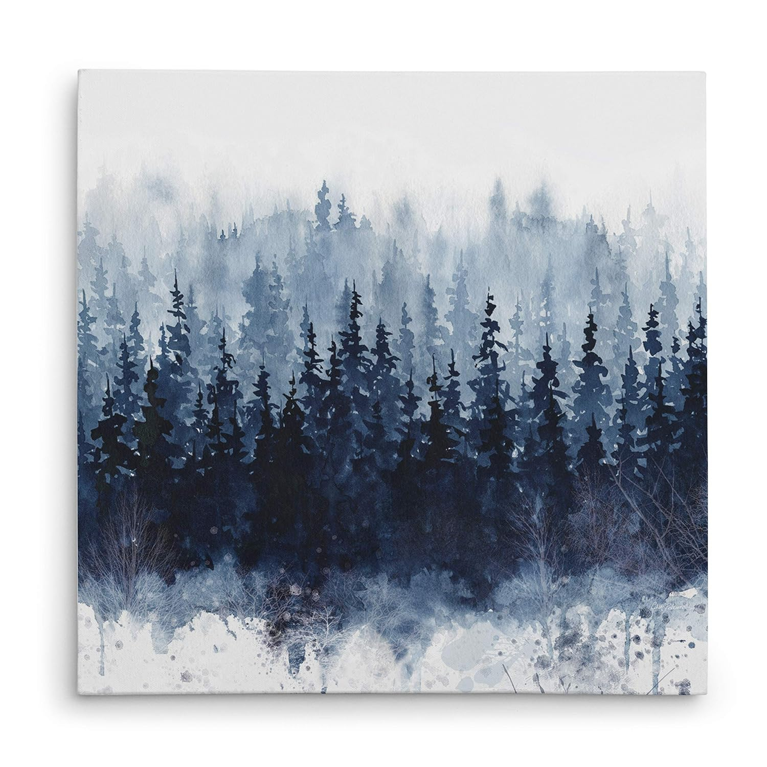 Indigo Forest Landscape Canvas Wall Art, 24x24