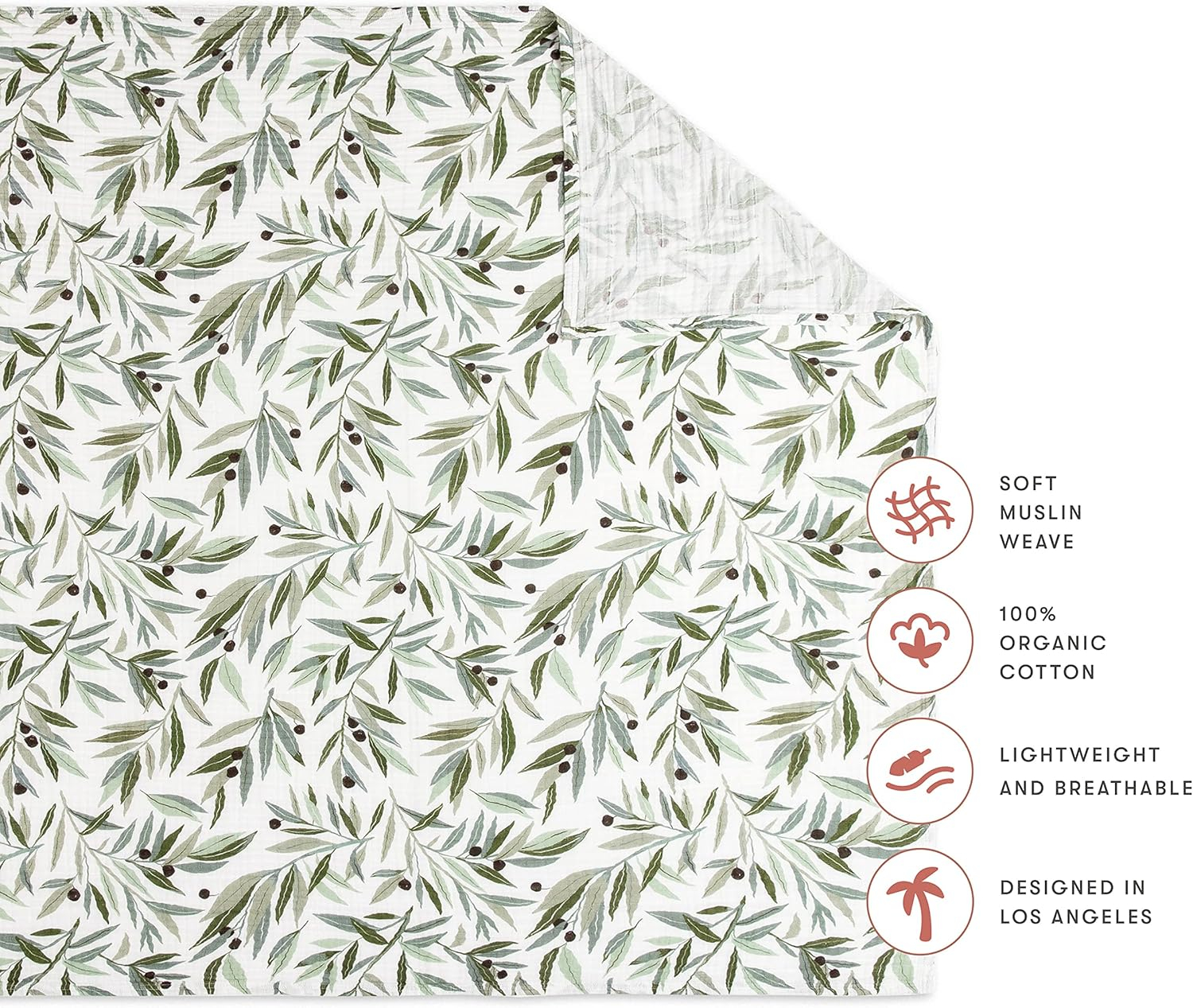 Standard Green and White Floral Cotton Blanket