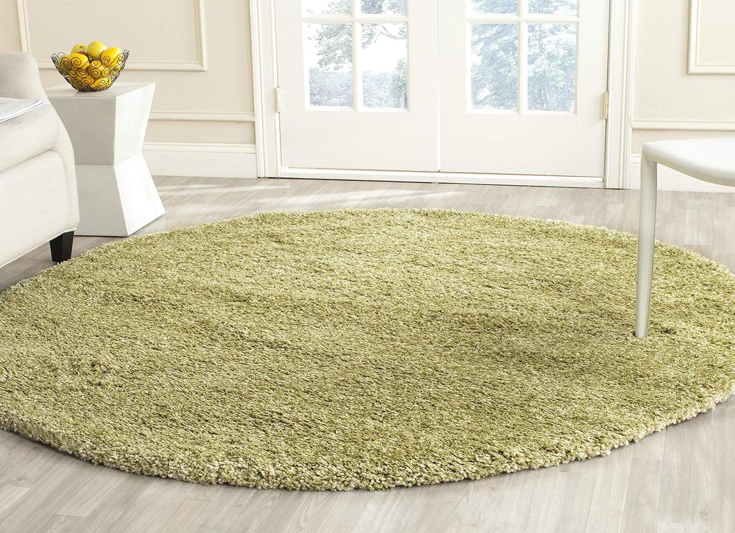 SAFAVIEH California Solid Plush Shag Area Rug, Green, 4' x 4' Round
