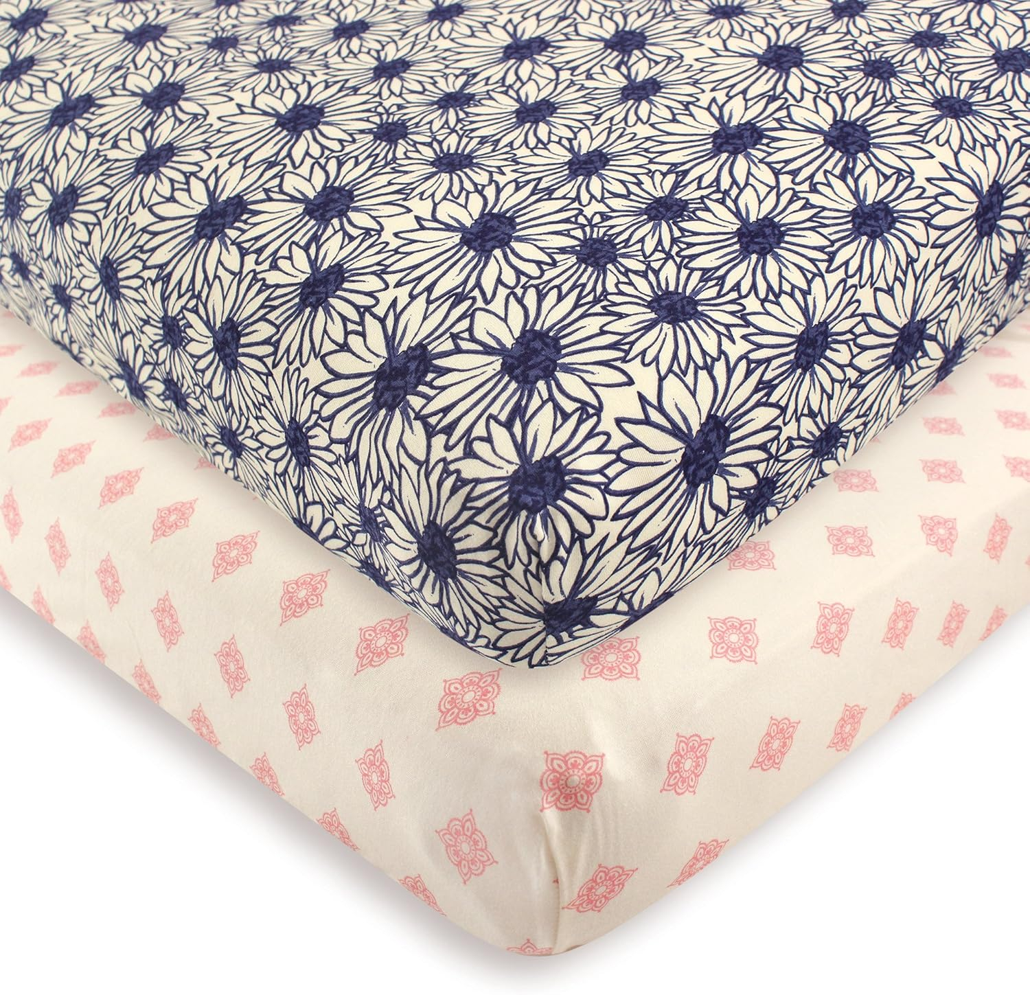 Touched by Nature Baby Girl Organic Cotton Crib Sheet, Daisy, One Size