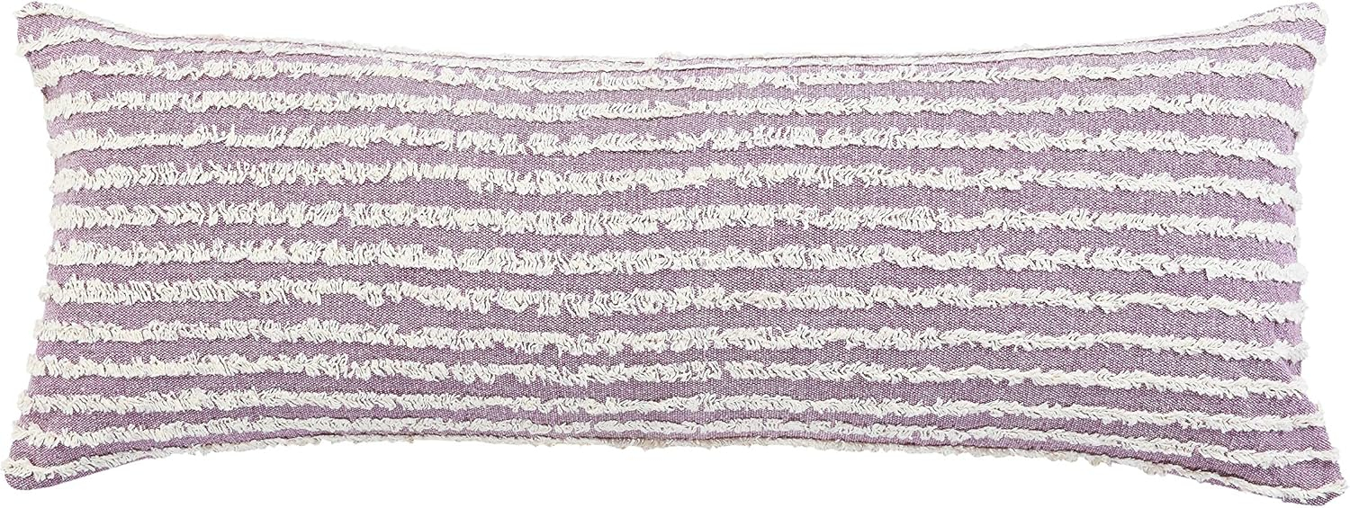 Ox Bay 14" x 36" Hand-stitched Purple/ White Stripe Organic Cotton Pillow Cover