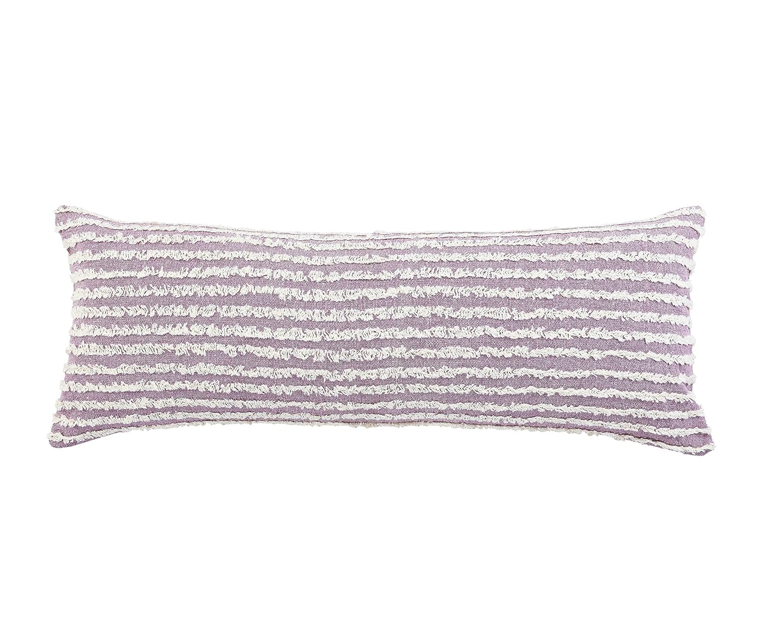 Ox Bay 14" x 36" Hand-stitched Purple/ White Stripe Organic Cotton Pillow Cover