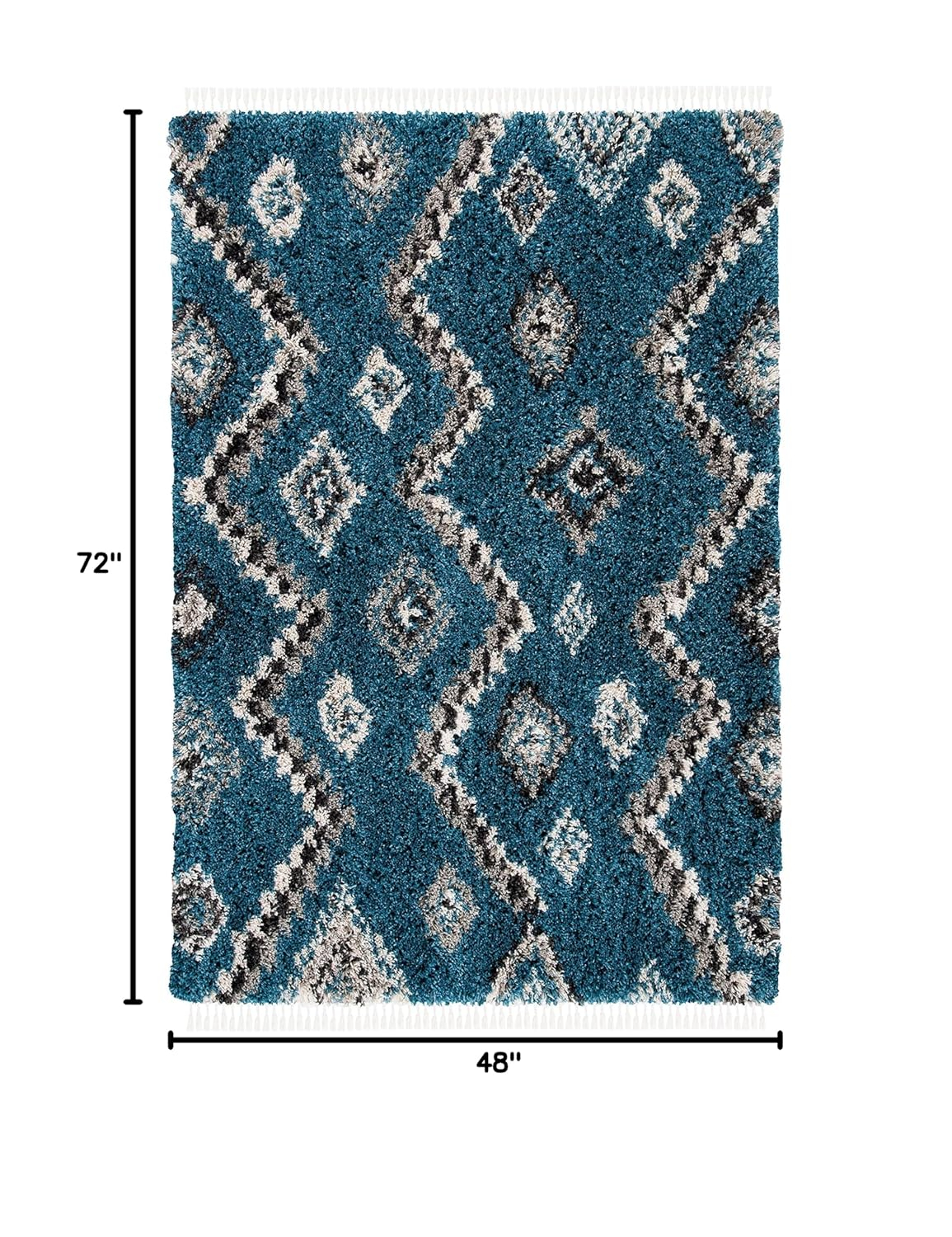 SAFAVIEH Morocco Collection Accent Rug - 4' x 6', Blue & Grey, Moroccan Boho Tribal Design, Non-Shedding & Easy Care, Ideal for High Traffic Areas in Entryway, Living Room, Bedroom (MRC987M)