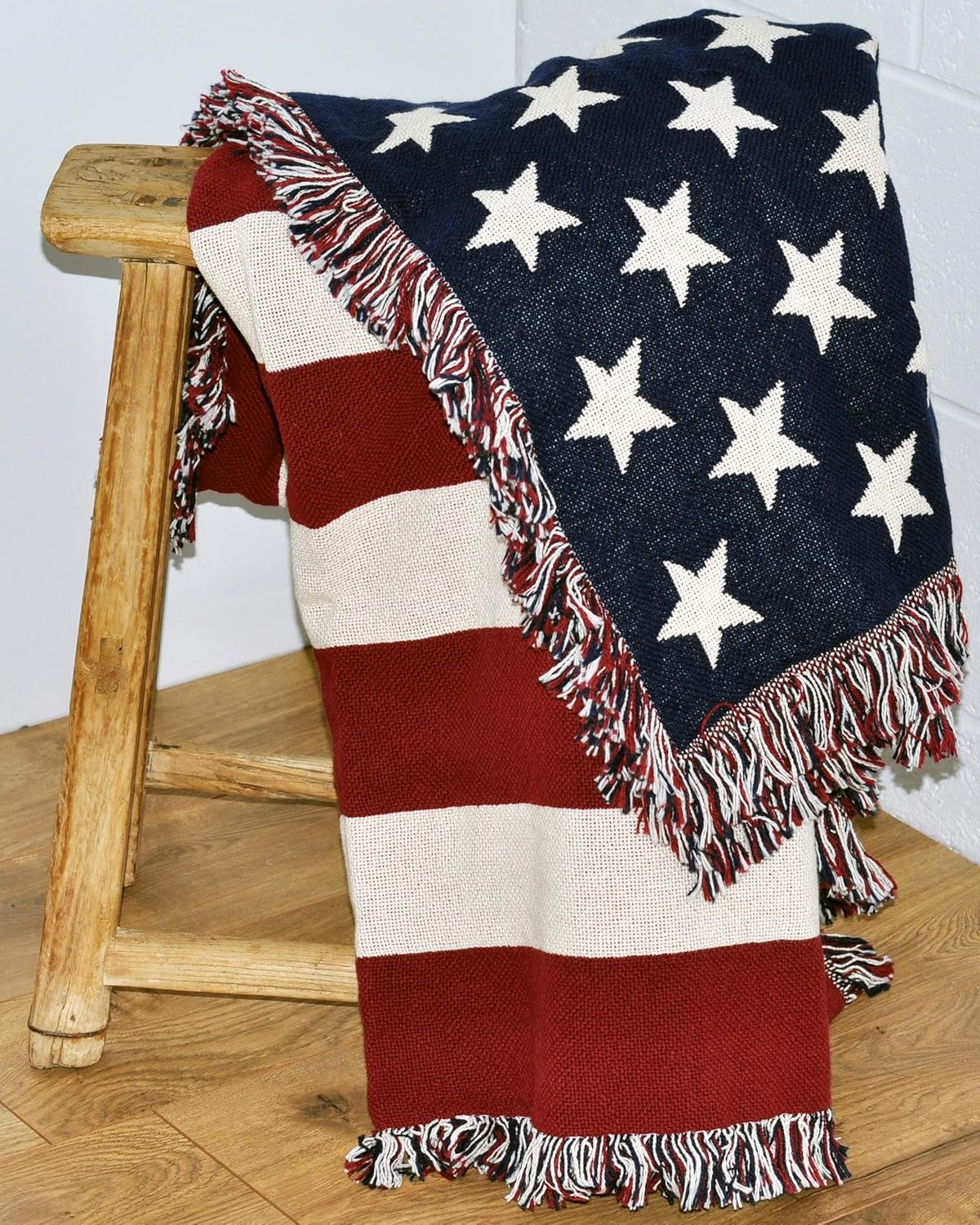 United States American Flag Blanket - Gift Soft Tapestry Throw Woven from Cotton - Made in The USA (69x48)
