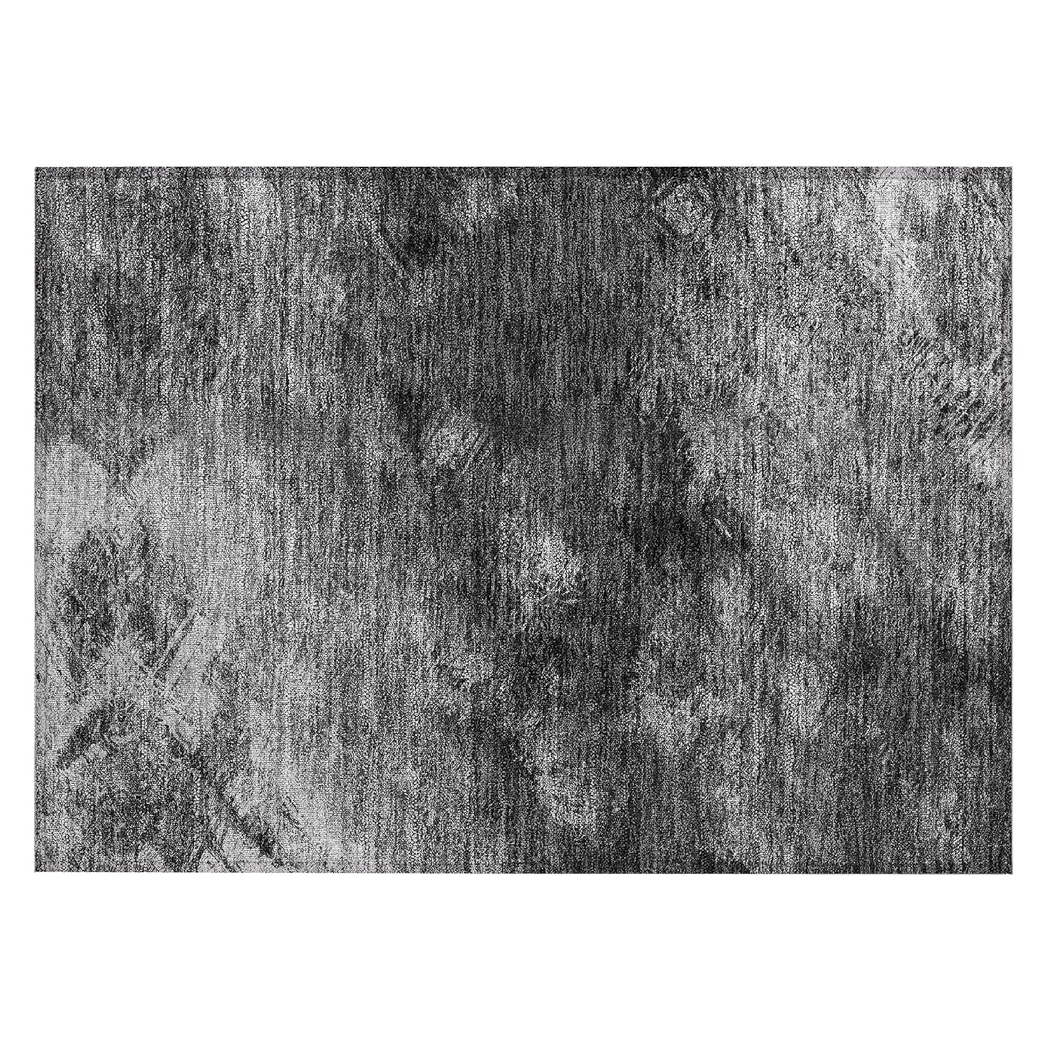 Gray Rectangular Machine Washable Synthetic Area Rug