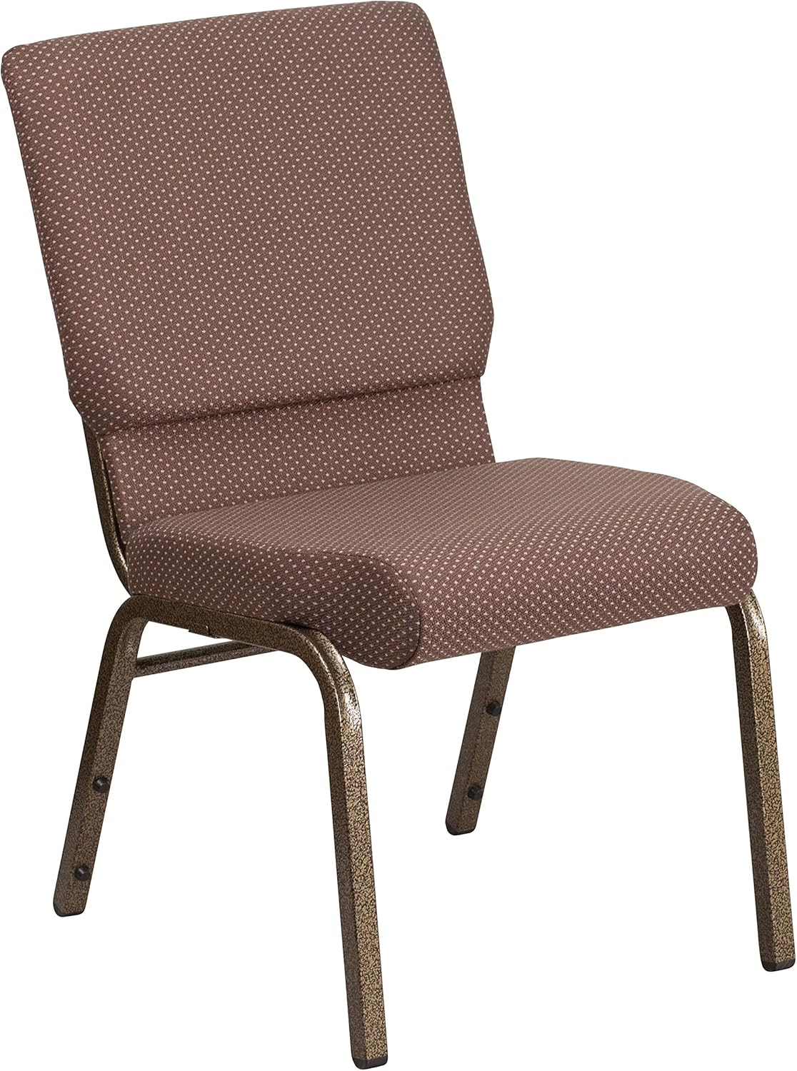 Flash Furniture Hercules Series 18.5"W Upholstered Adult Church Chair with Book Pouch, Brown Dot