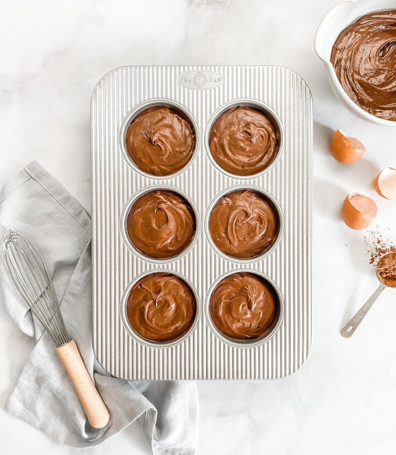 USA Pan 6-Cup Muffin Pan, Nonstick, Aluminized Steel, 1.375-inch per cup