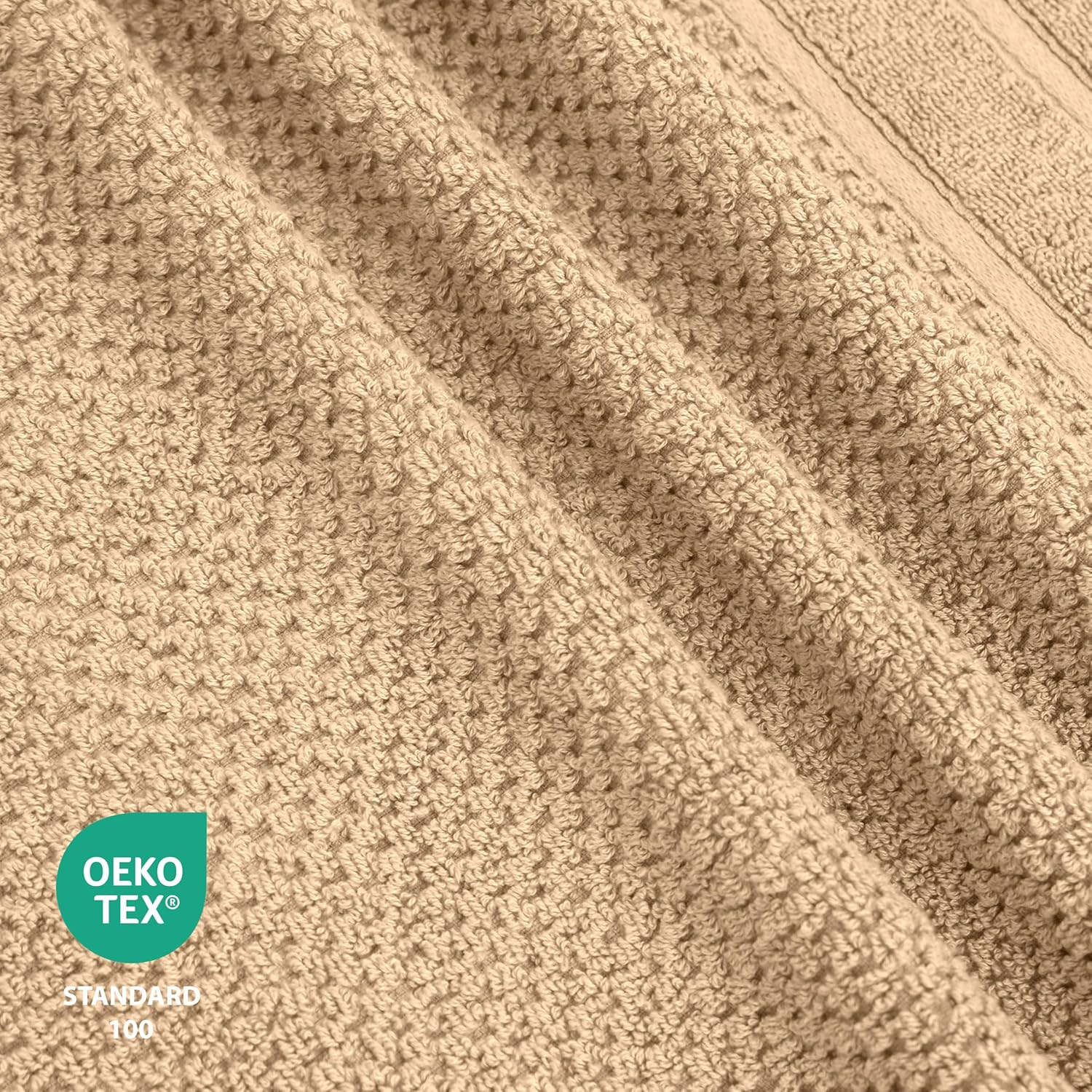 Feather & Stitch 100% Cotton 625 GSM Bath Towel Set of 6, Ultra Soft Highly Absorbent 2 Bath Towels, 2 Hand Towels & 2 Washcloth - Luxury Quick Dry Shower Towels (Linen)