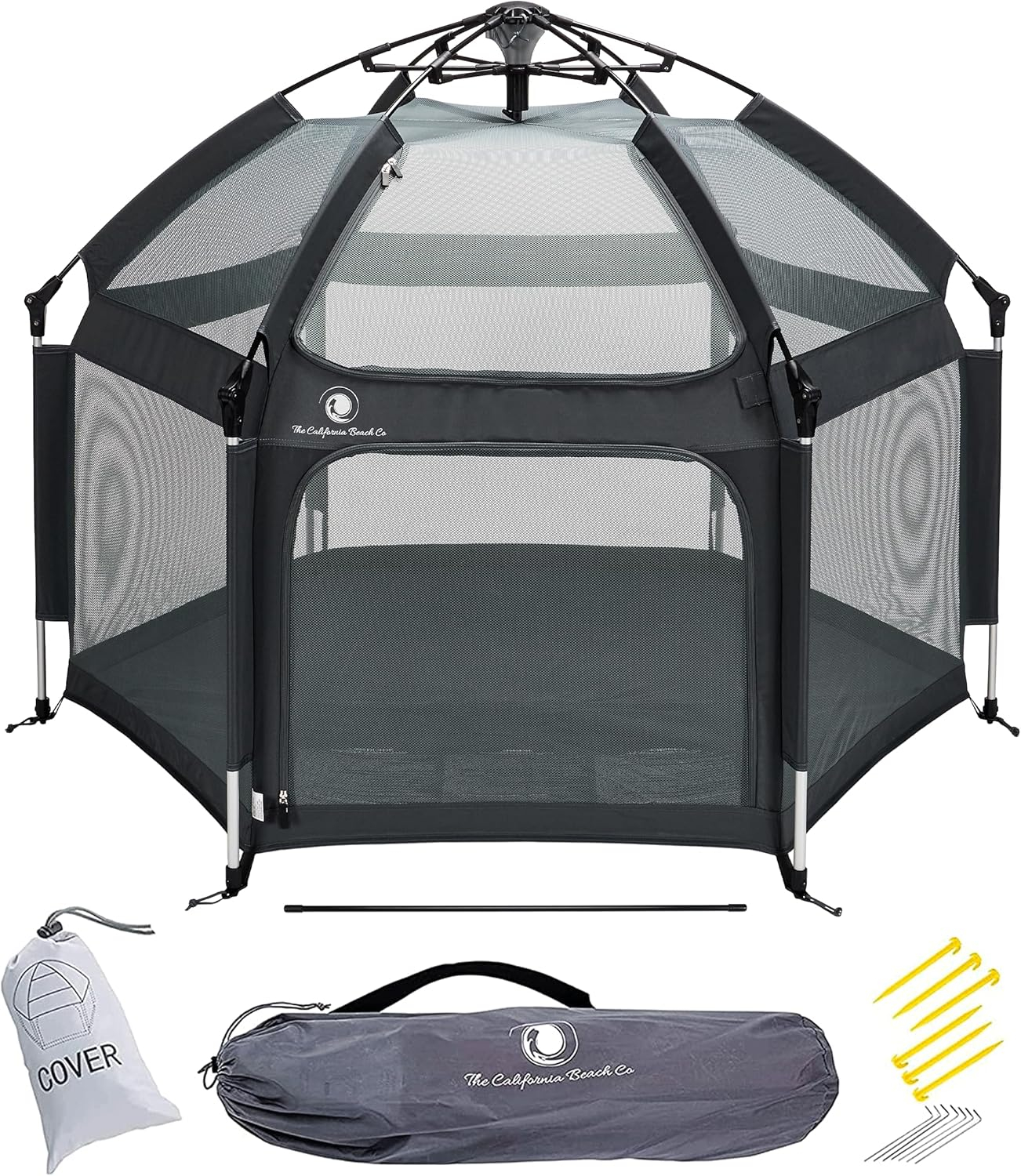Anchor Grey Foldable Portable Baby Playpen with Canopy and Travel Bag