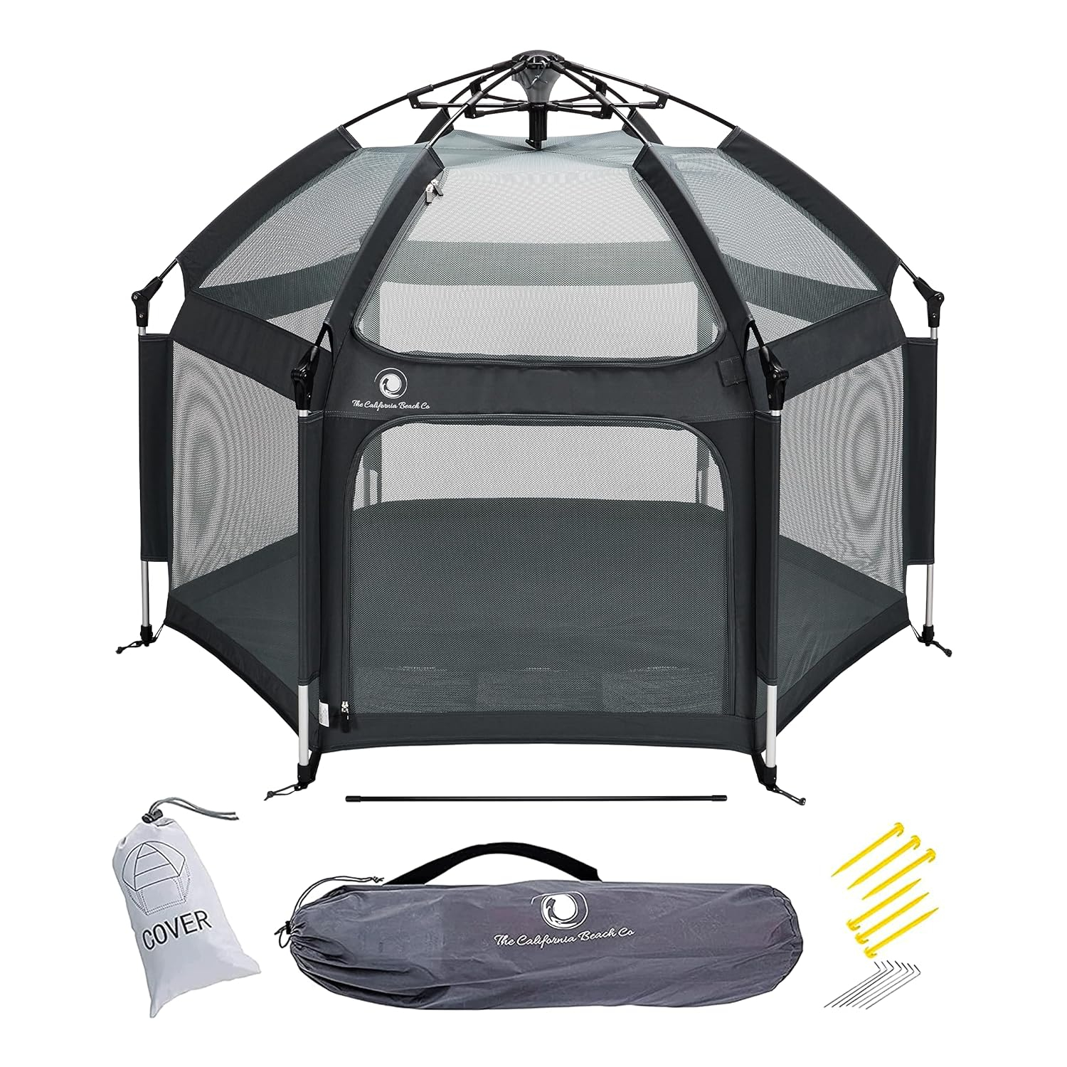 Anchor Grey Foldable Portable Baby Playpen with Canopy and Travel Bag