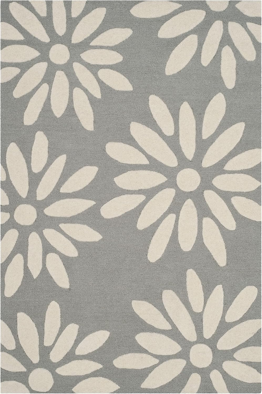 SAFAVIEH Kids Daisy Flowers Wool Area Rug, Grey/Ivory, 3' x 5'