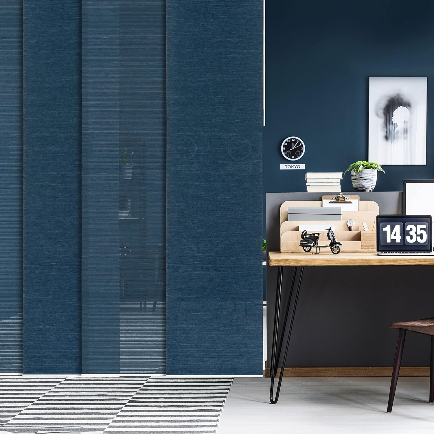 GoDear Design Adjustable Sliding Panel Room Divider 45.8"- 86" W x 96" H, Semi-Sheer, Meteor