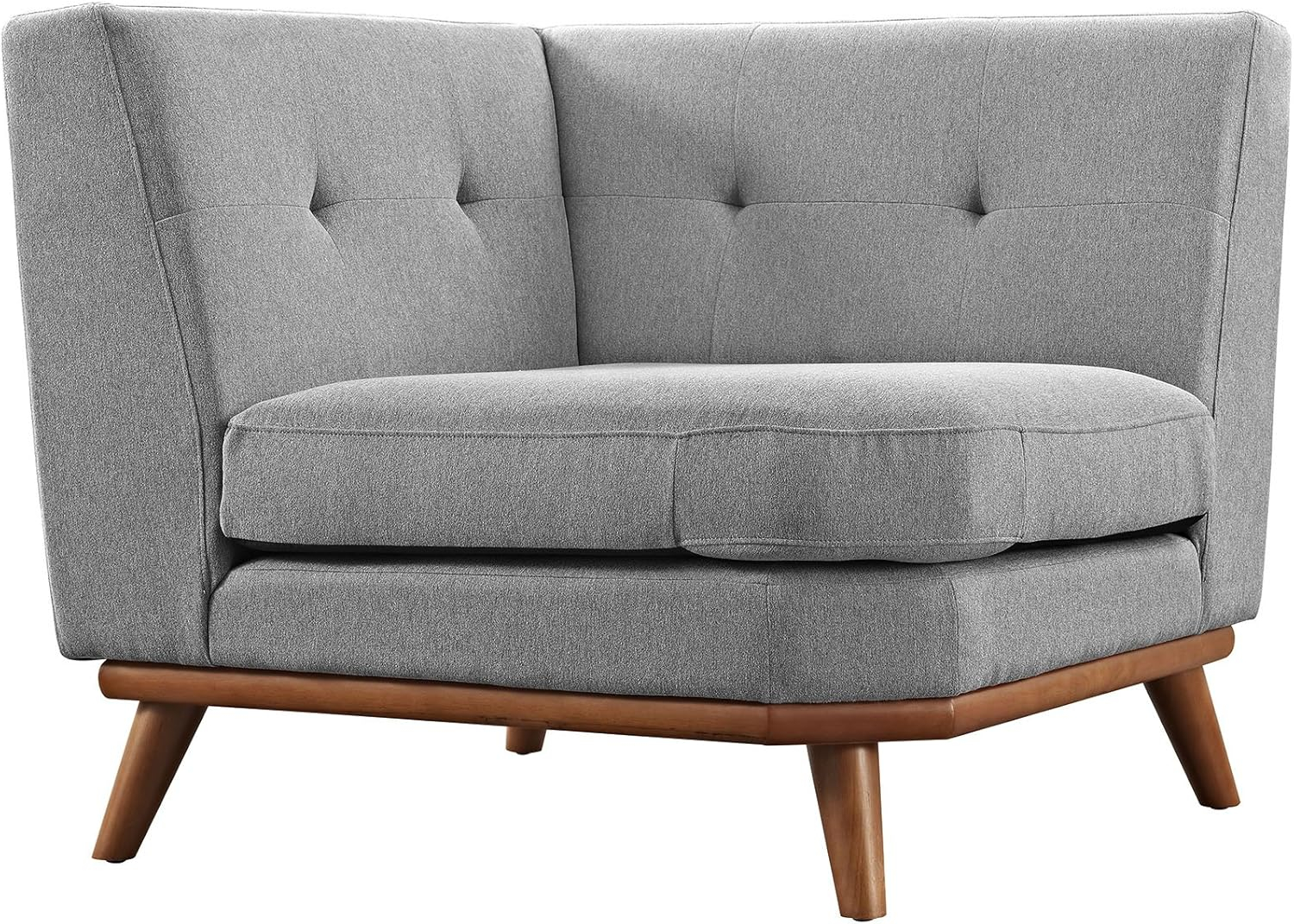 Modway Engage Upholstered Fabric and Wood Corner Chair in Expectation Gray