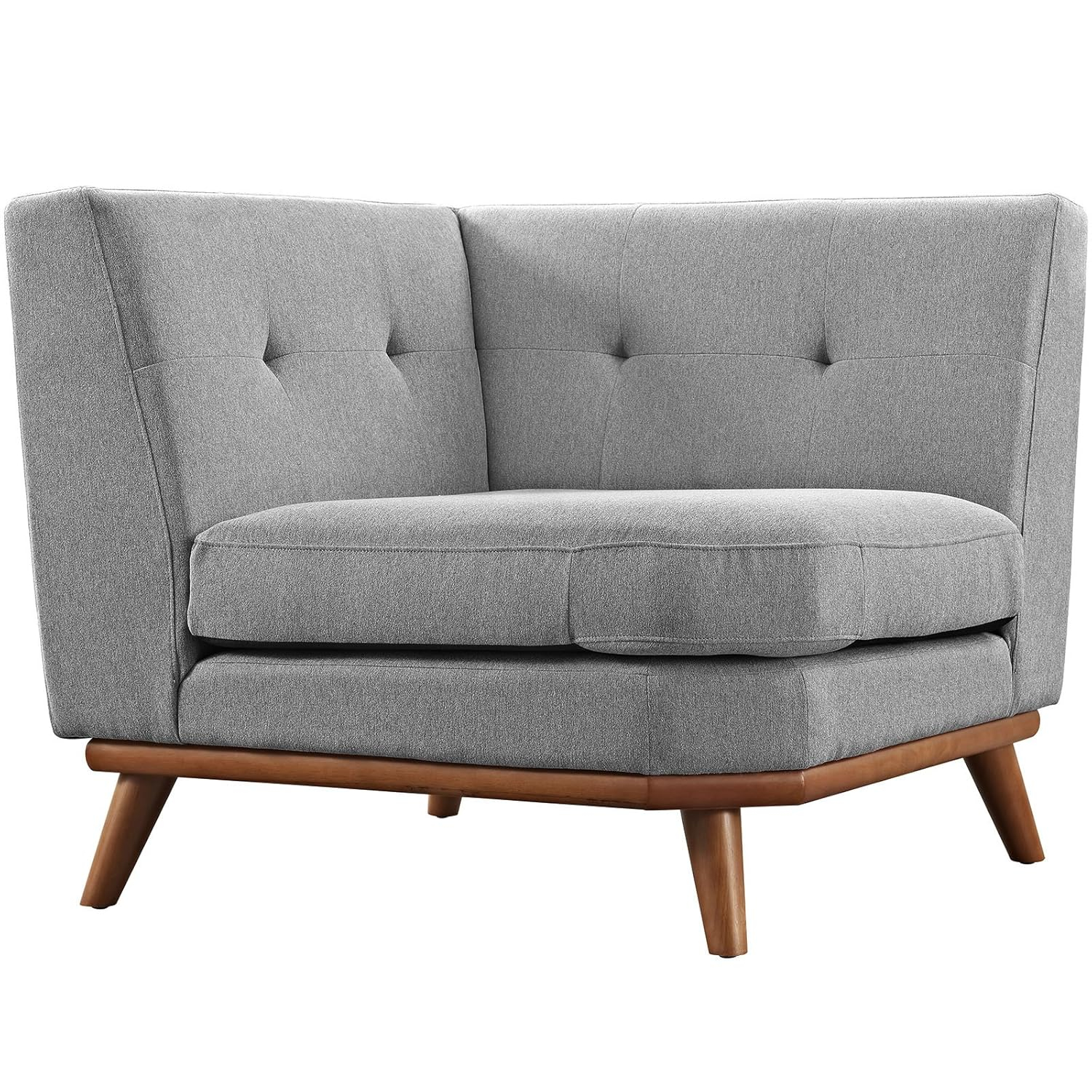 Modway Engage Upholstered Fabric and Wood Corner Chair in Expectation Gray