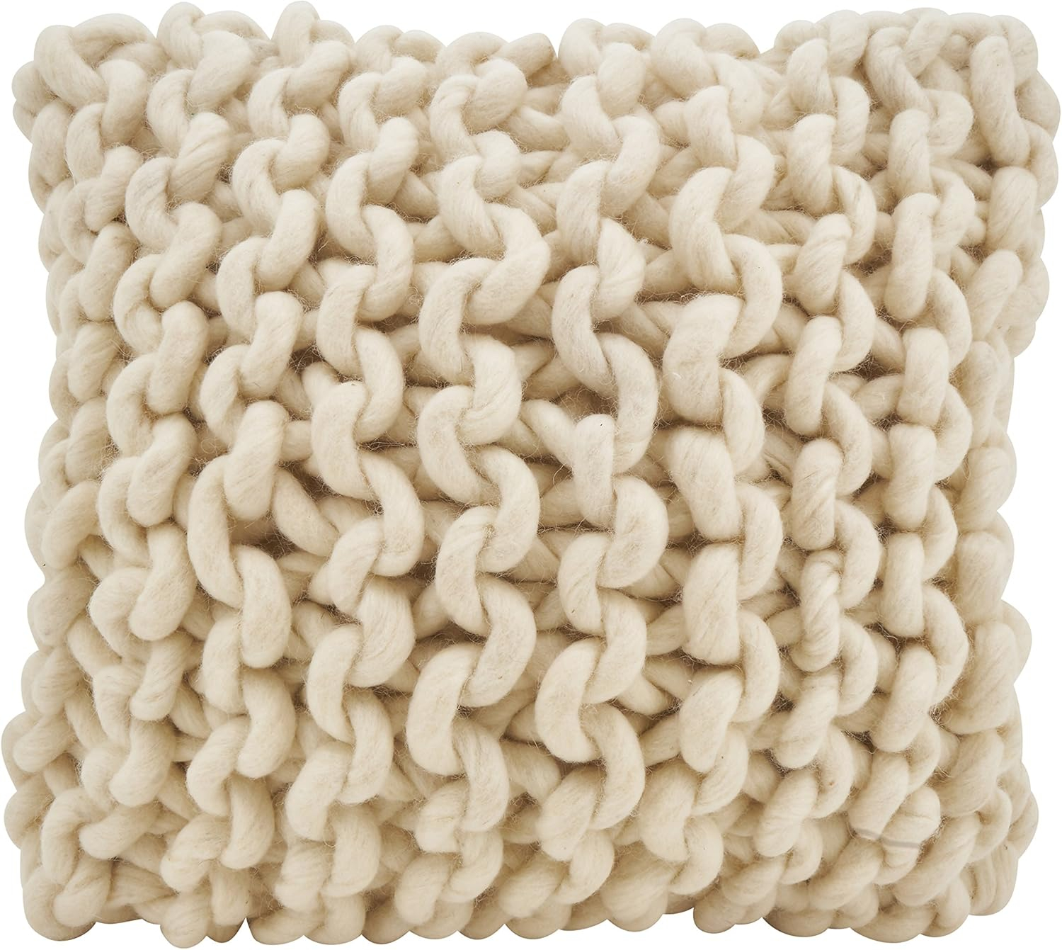 Saro Lifestyle 551.I18SC 18 in. Chunky Cable Knit Design Throw Pillow Cover, Ivory