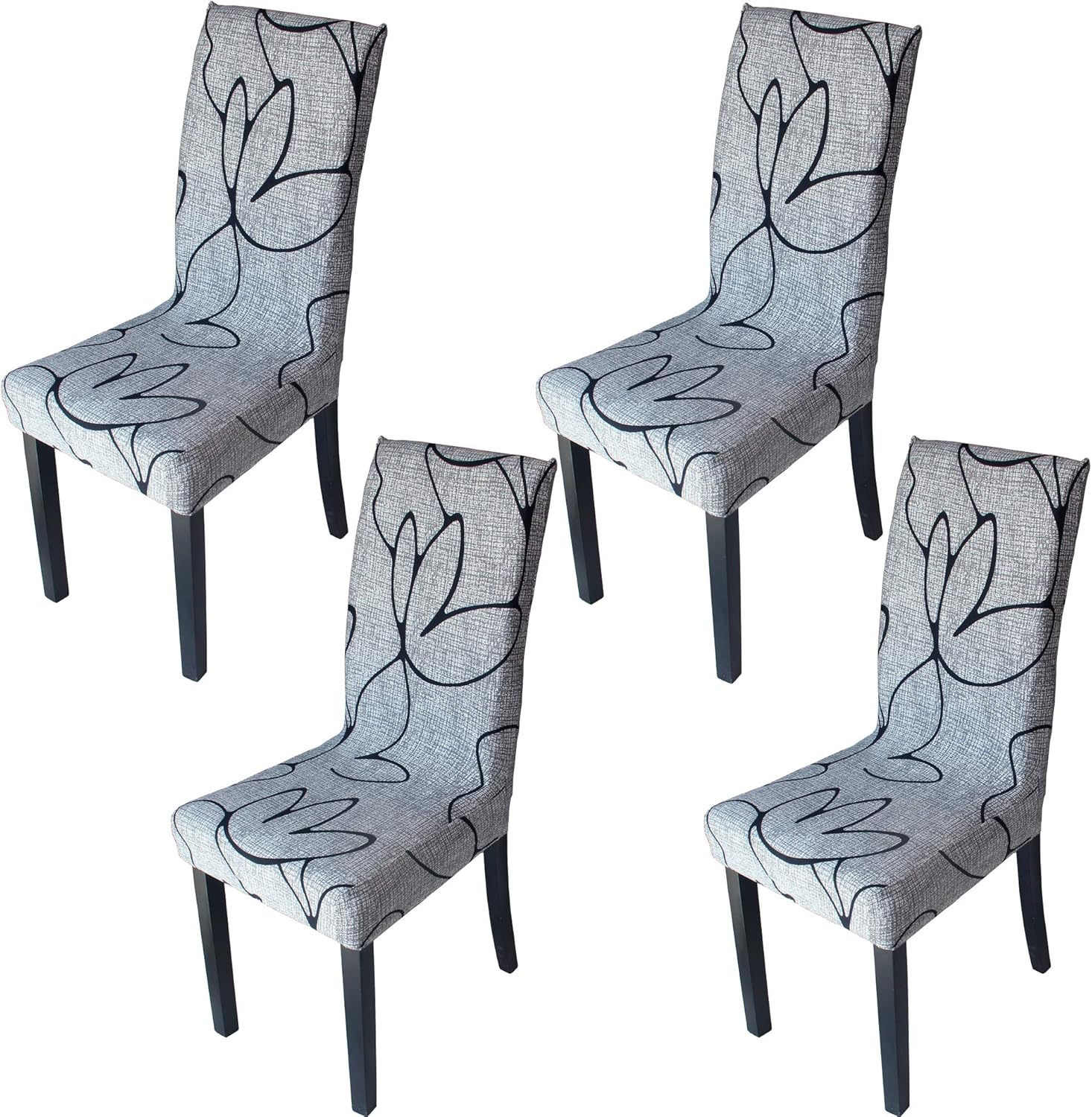 Chair Covers for Dining Room 4 Pack, Solid Stretch Dining Chair Covers, Washable Kitchen Slip Covers, Parson Chair Covers Set of 4 (Gray Lotus, 4 Pack)