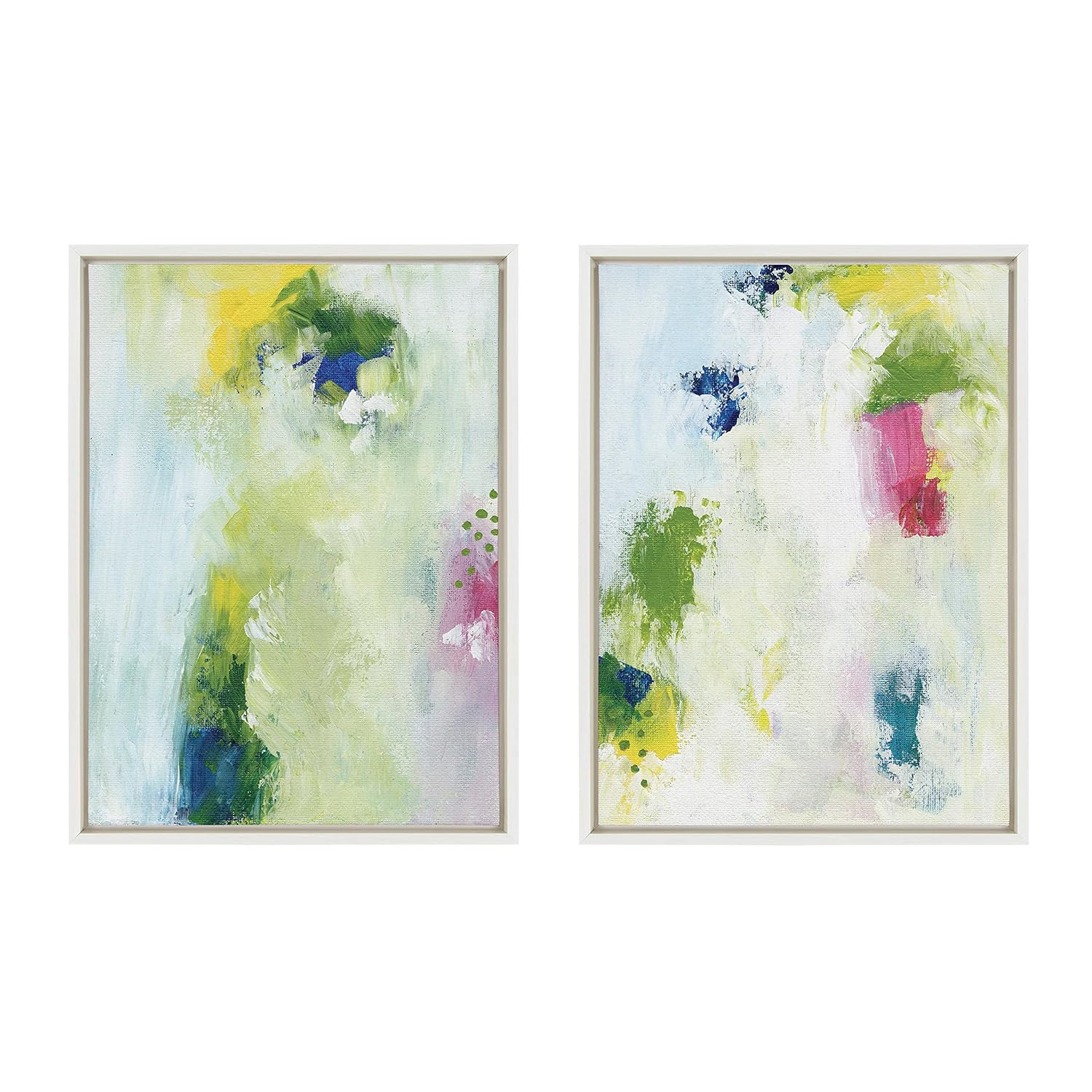 Kate and Laurel Sylvie Dreamy Maple Forest I and II Framed Canvas Wall Art Set by Nikita Jariwala, 2 Piece Set 18x24 White, Soft Abstract Brushstrokes Art Set for Wall Decor