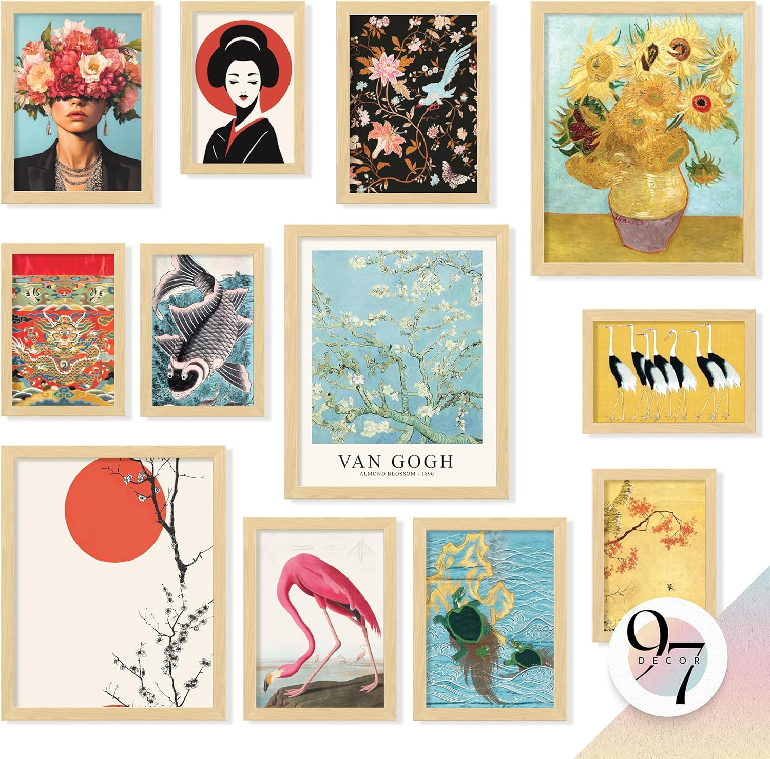 97 Decor Vintage Eclectic Wall Art Prints - Maximalist Funky Pictures, Bright Famous Artist Prints For Wall Decor, Gallery Colorful Art Posters For Bedroom (unframed)