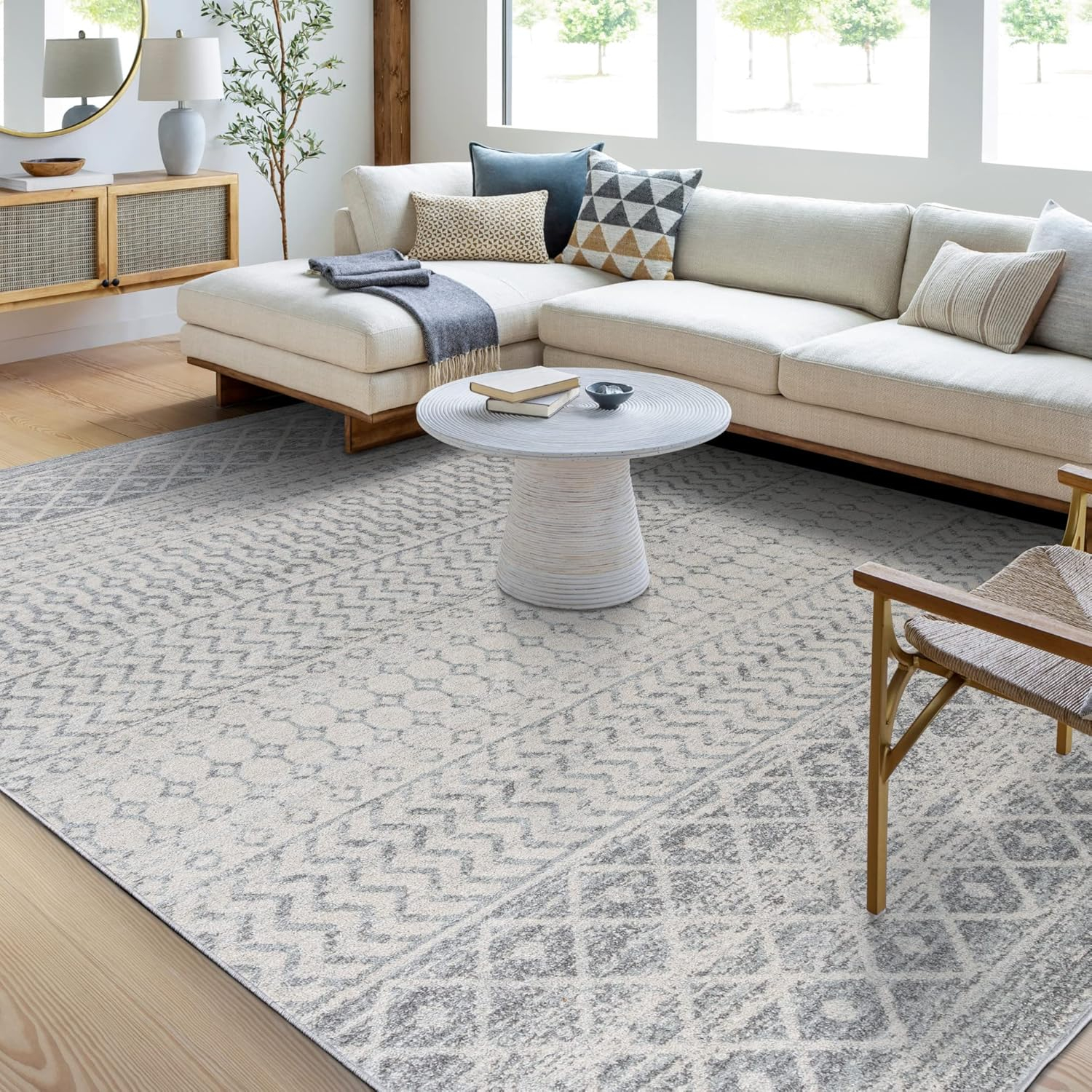 Livabliss Elaziz Boho Moroccan Area Rug,7'10" x 10'2",Gray