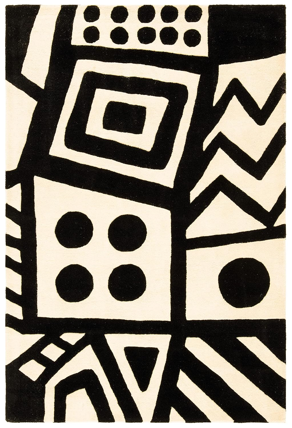 Fifth Avenue FTV124 Hand Tufted Wool Area Rug - Ivory/Black- 4' X 6' - Safavieh.