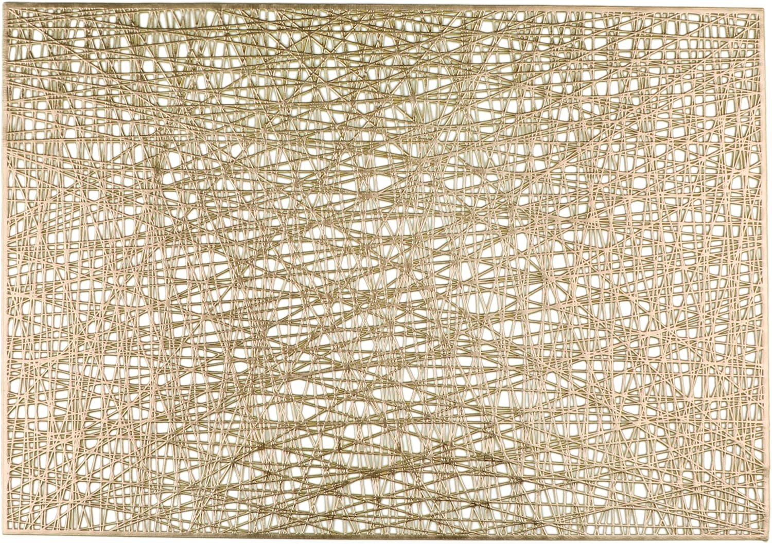 Holzlrgus Gold Rectangle Placemats Set of 4 Metallic Vinyl Easy to Clean Non-Slip Stain Heat Resistant Washable Wipeable Morden Abstract Table Mats for Dinning Wedding Party Festival