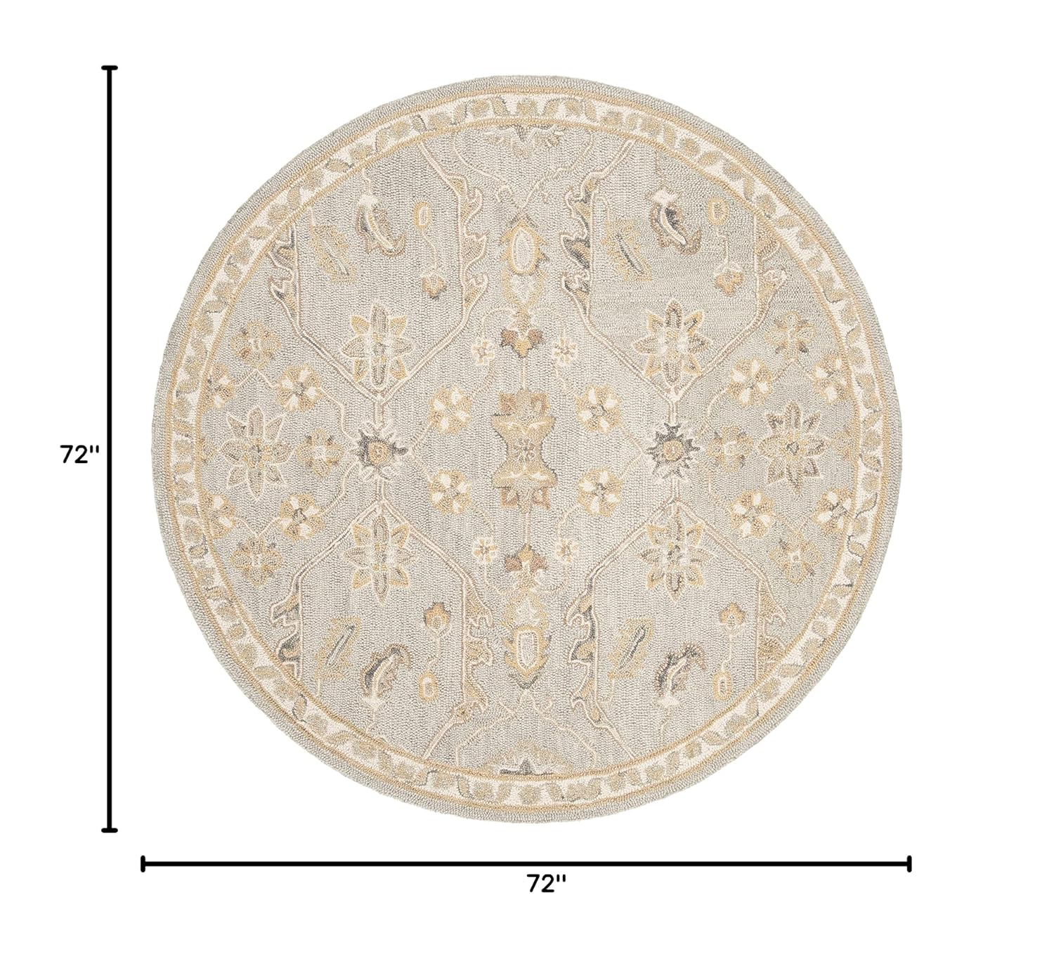 SAFAVIEH Blossom Constantine Floral Traditional Wool Area Rug, Slate/Beige, 6' x 6' Round