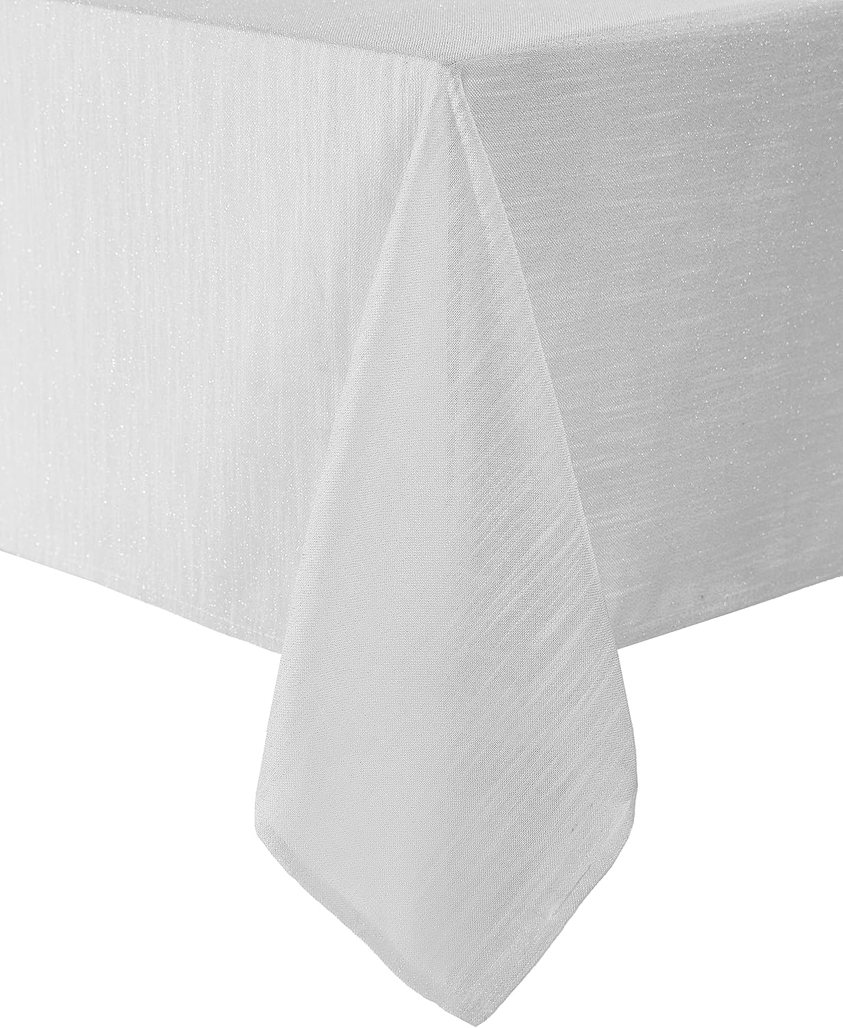 Elegant White Shimmery Polyester Rectangular Tablecloth, 60" x 102"