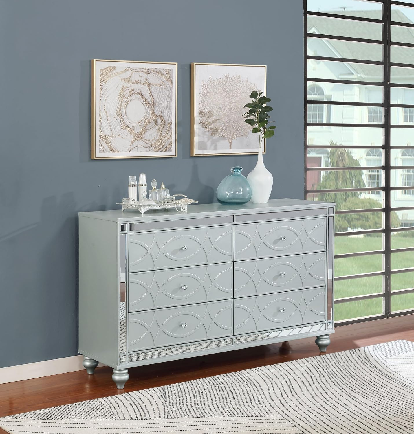 Gunnison 6-drawer Dresser Silver Metallic