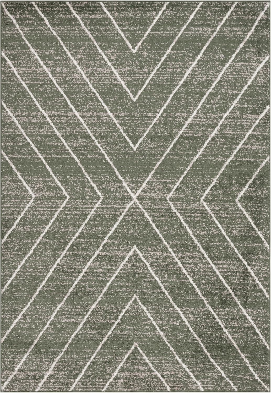 SAFAVIEH Adirondack Evonne Geometric Area Rug, Dark Green/Ivory, 6' x 9'