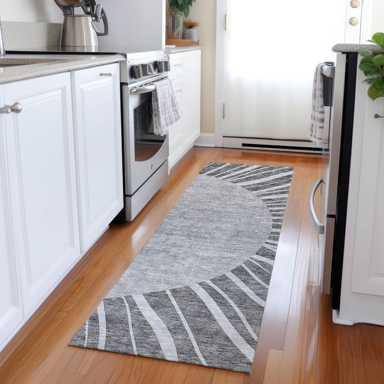 Addison Rugs Chantille ACN668 Charcoal 2'3" x 7'6" Indoor Outdoor Hallway Runner Rug, Easy Clean, Machine Washable, Non Shedding, Kitchen Area Carpet for Bathroom, Patio, Laundry and Bedroom Rug
