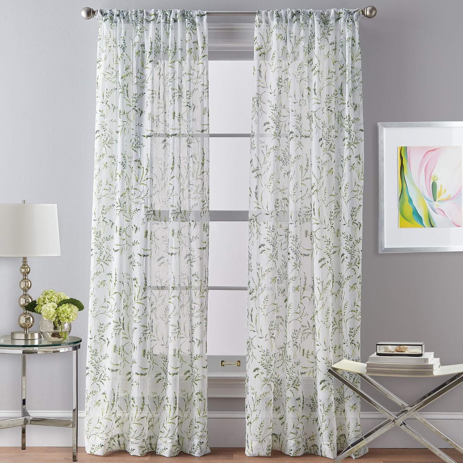 CHF Santa Barbara 84" Curtain Panel, Floral, Green, Adult