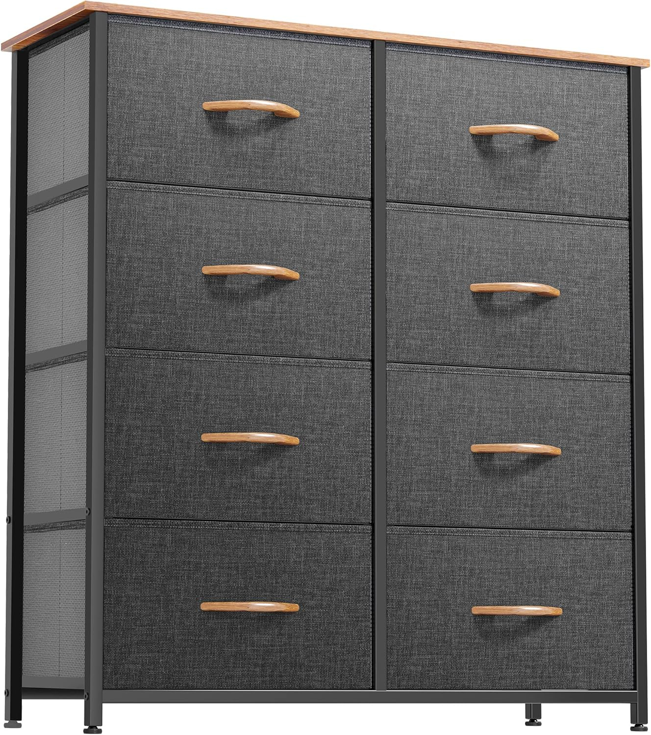 8-Drawer Fabric Dresser with Sturdy Steel Frame and Wooden Top, Tall Double Dresser for Bedroom, Closet, or Living Room, Easy-Pull Handles for Convenient Storage