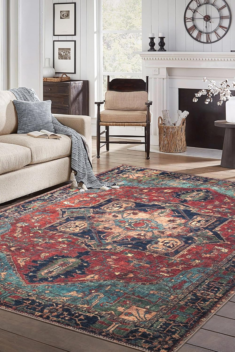 Keen Home Design Machine Washable Area Rugs with Non-slip Backing, Ideal for Hallway, Living Room, Bedroom, Kitchen and Laundry Room, Vintage Moroccan and Low Pile Rug ( 3' x 5' )