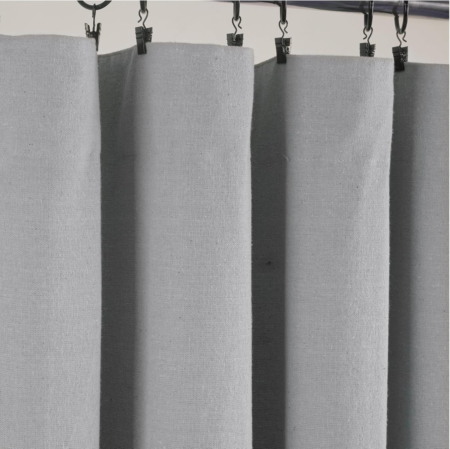 Lush Decor Linen Button 100% Blackout Window Curtain Panel, Single, 40" W x 84" L, Dark Gray & White - Blackout Curtains - Rustic Decor - Country Farmhouse Curtains For Bedroom