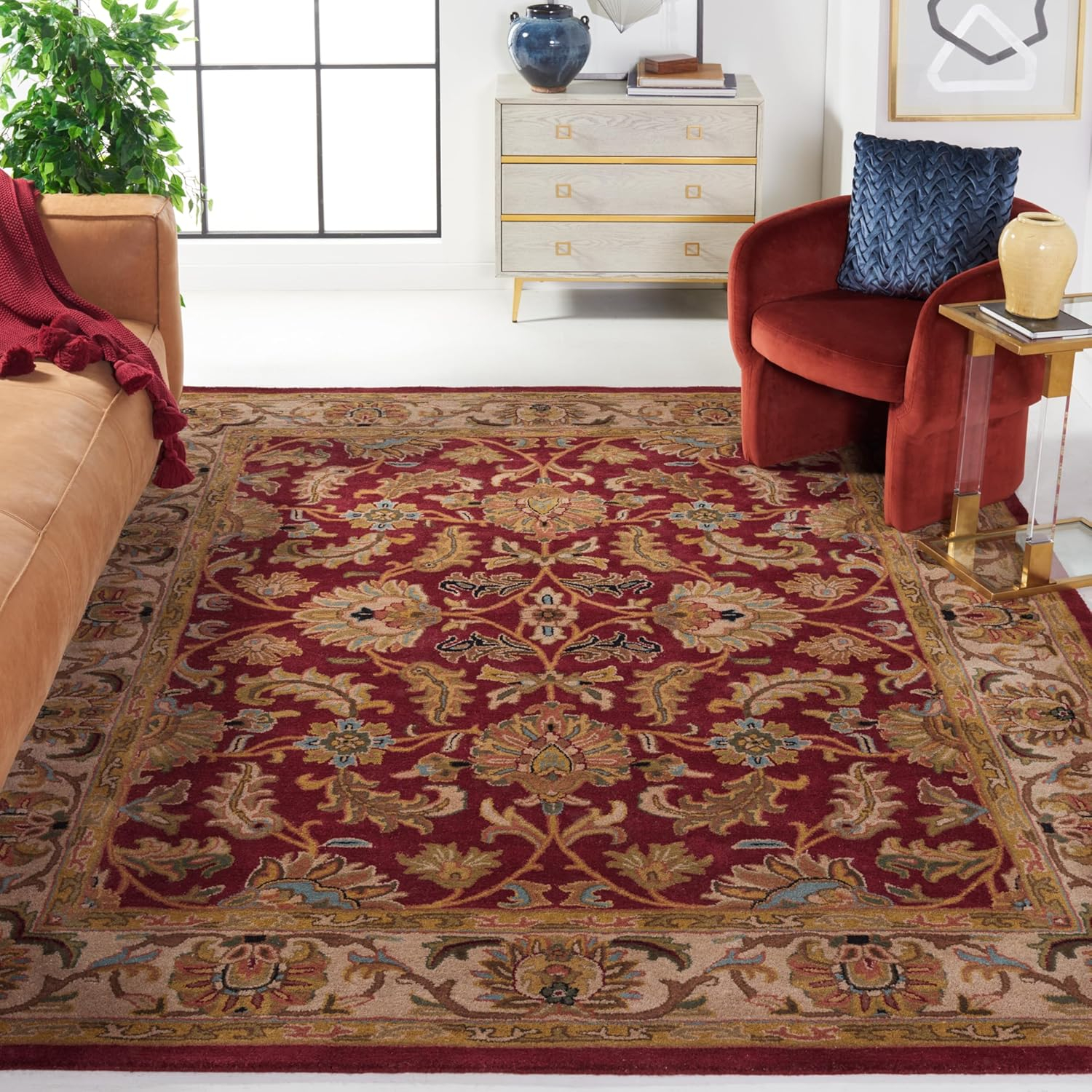 SAFAVIEH Heritage Valery Oriental Wool Area Rug, Red/Ivory, 9'6" x 13'6"