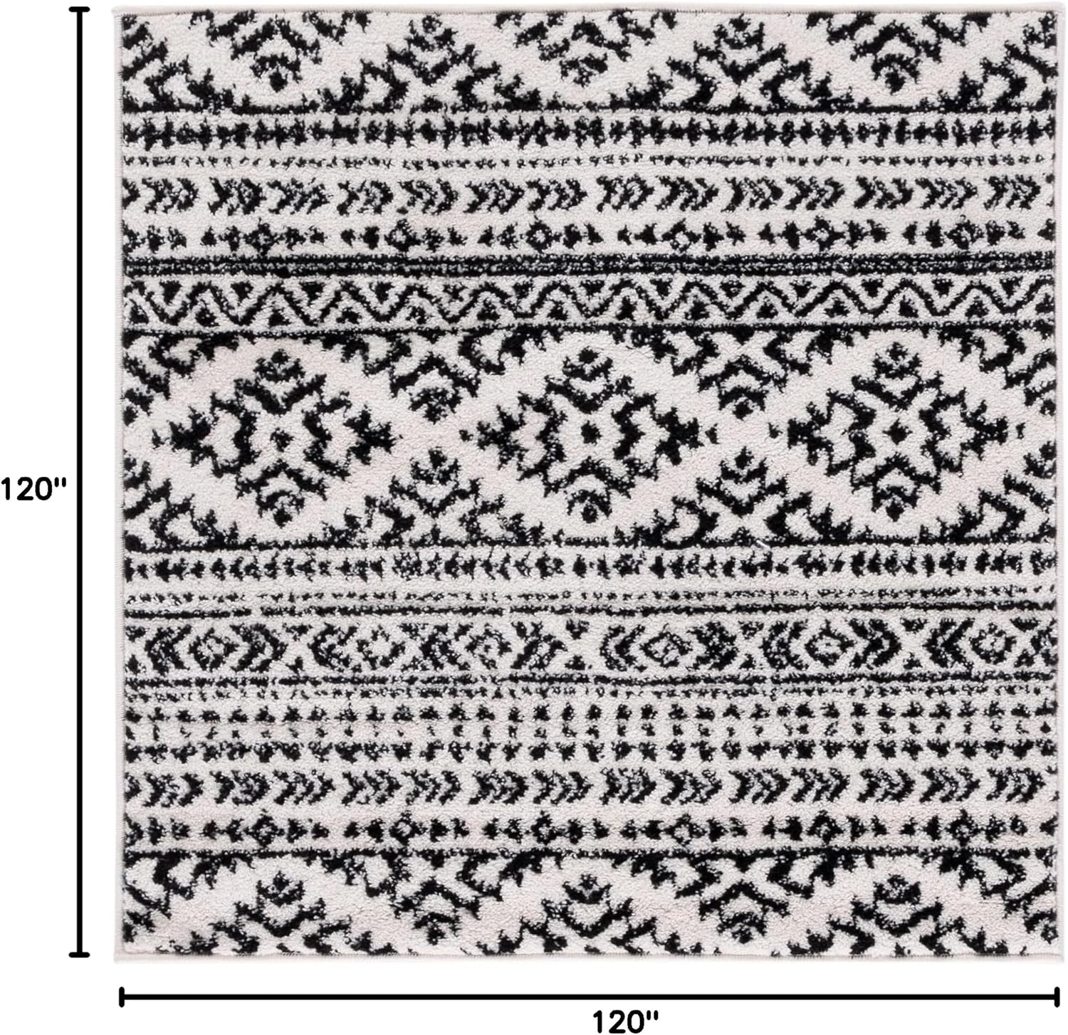 SAFAVIEH Tulum Lakisha Distressed Southwestern Area Rug, 10' x 10' Square, Ivory/Black