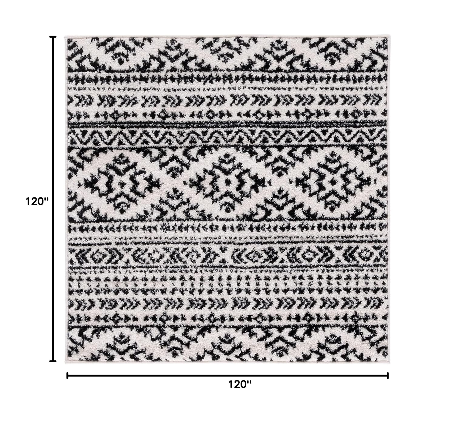 SAFAVIEH Tulum Lakisha Distressed Southwestern Area Rug, 10' x 10' Square, Ivory/Black