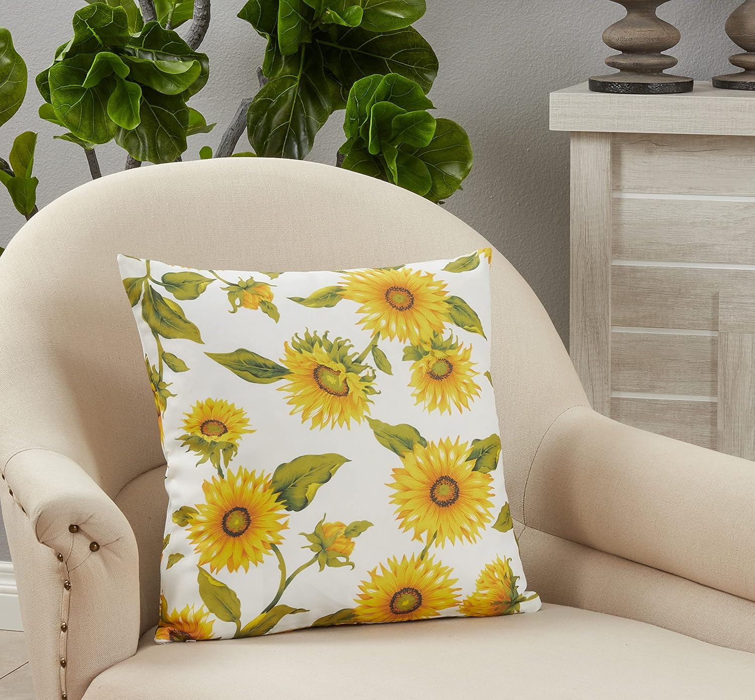 Girassol Floral Reversible Pillow Cover