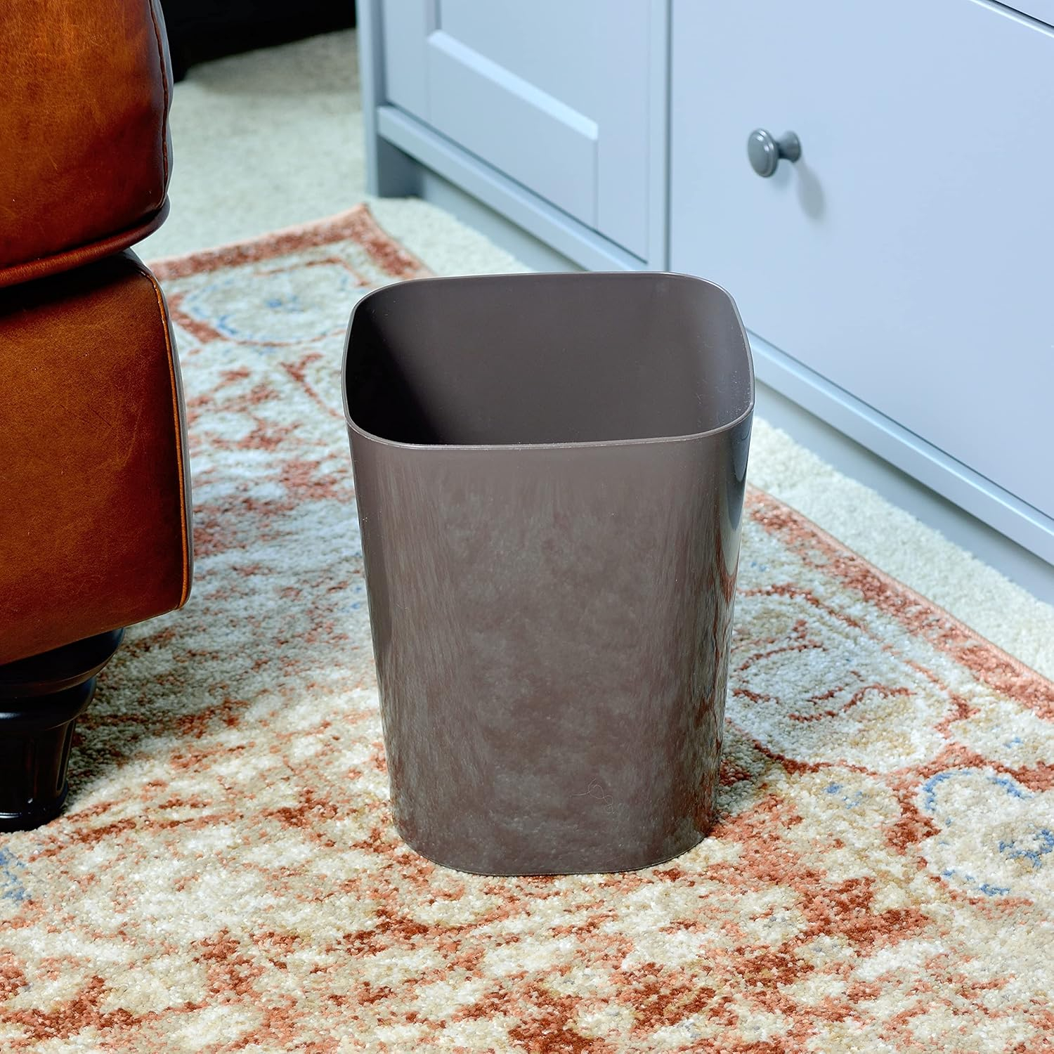 Youngever 2 Pack 1.5 Gallon Square Trash Can, Plastic Garbage Container Bin, Small Trash Bin for Home Office, Living Room, Study Room, Kitchen, Bathroom (Brown)